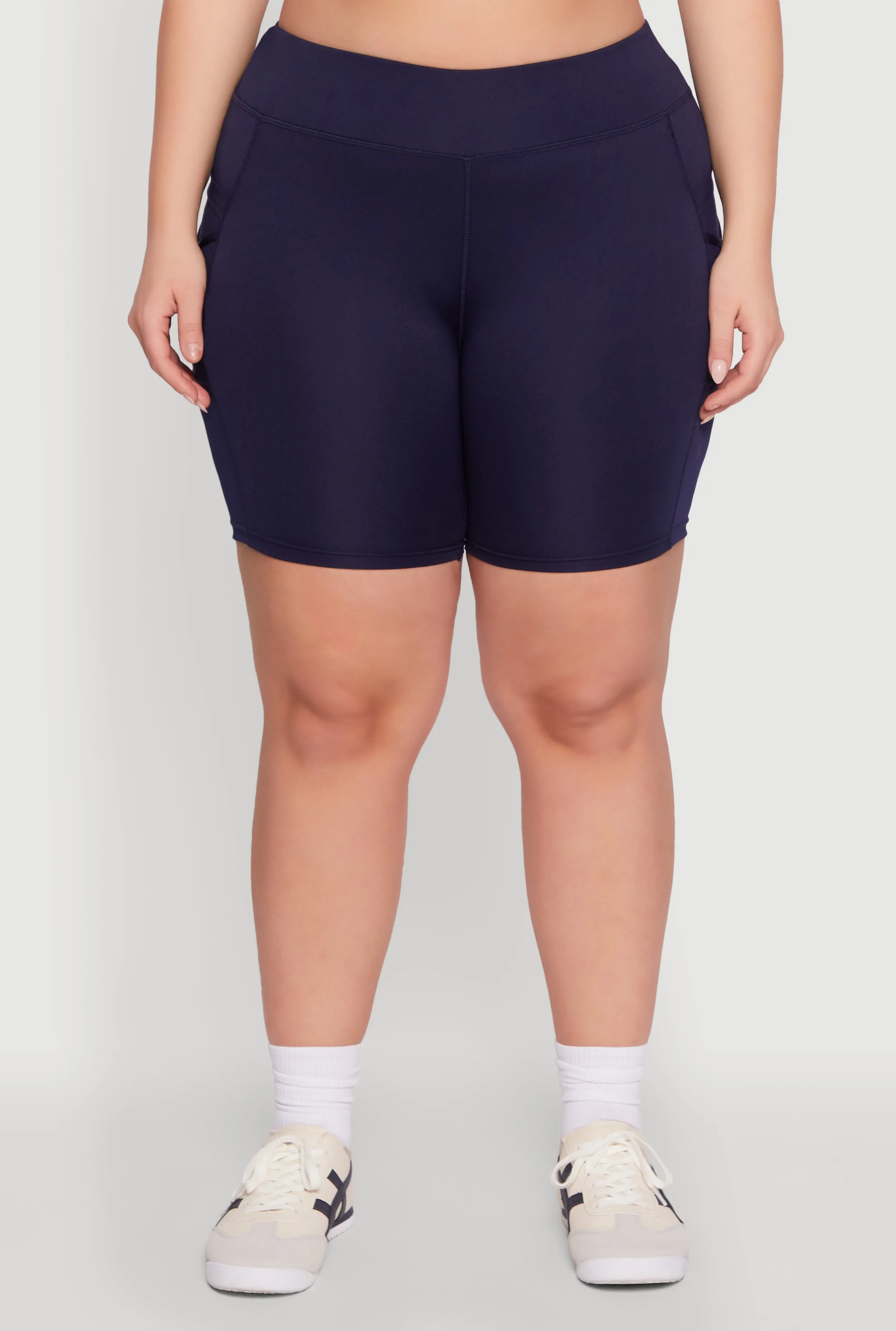 Plus Size Caged Mesh Cell Phone Pocket Biker Shorts sold by Rainbow product image thumbnail 5