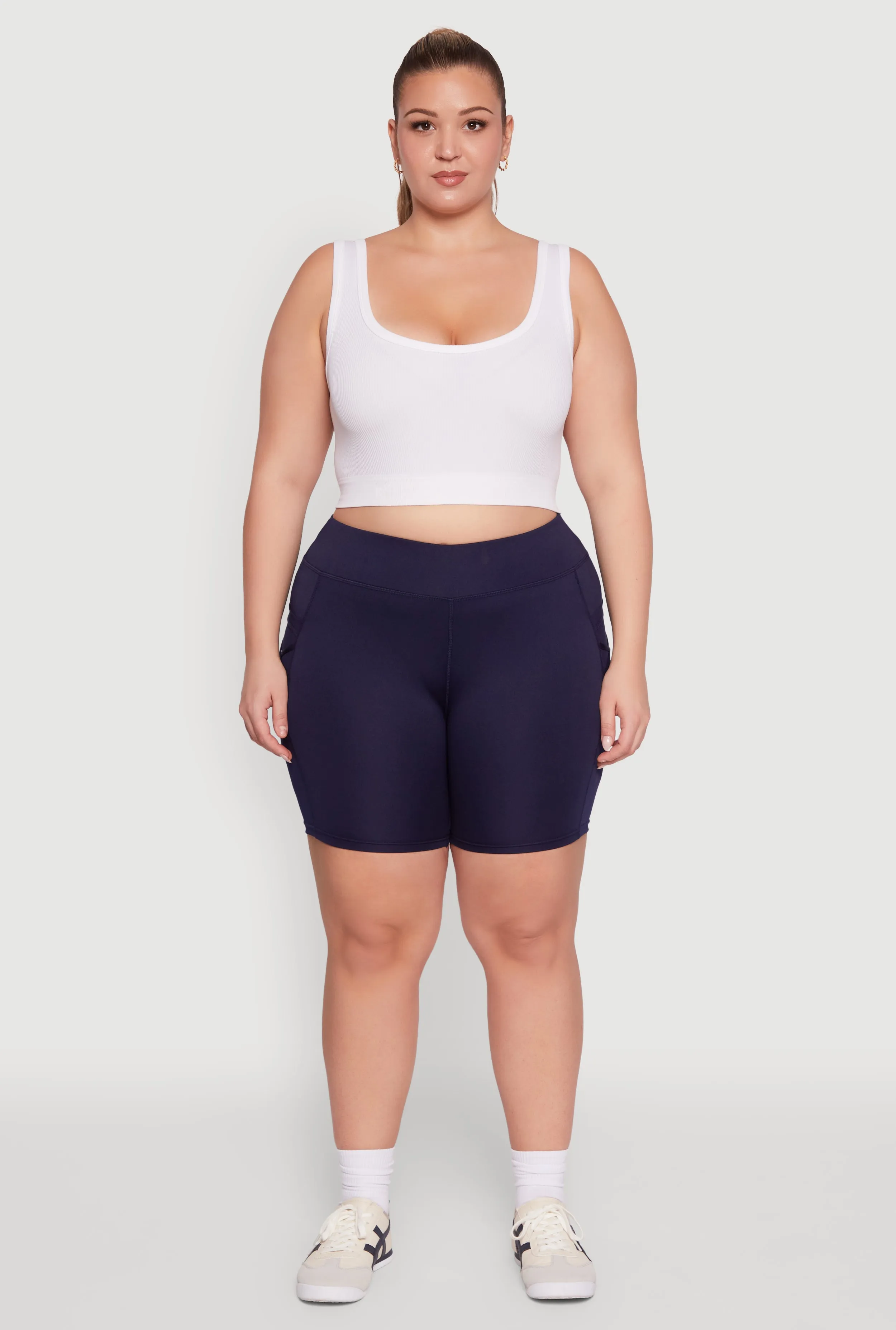 Plus Size Caged Mesh Cell Phone Pocket Biker Shorts sold by Rainbow product image thumbnail 2