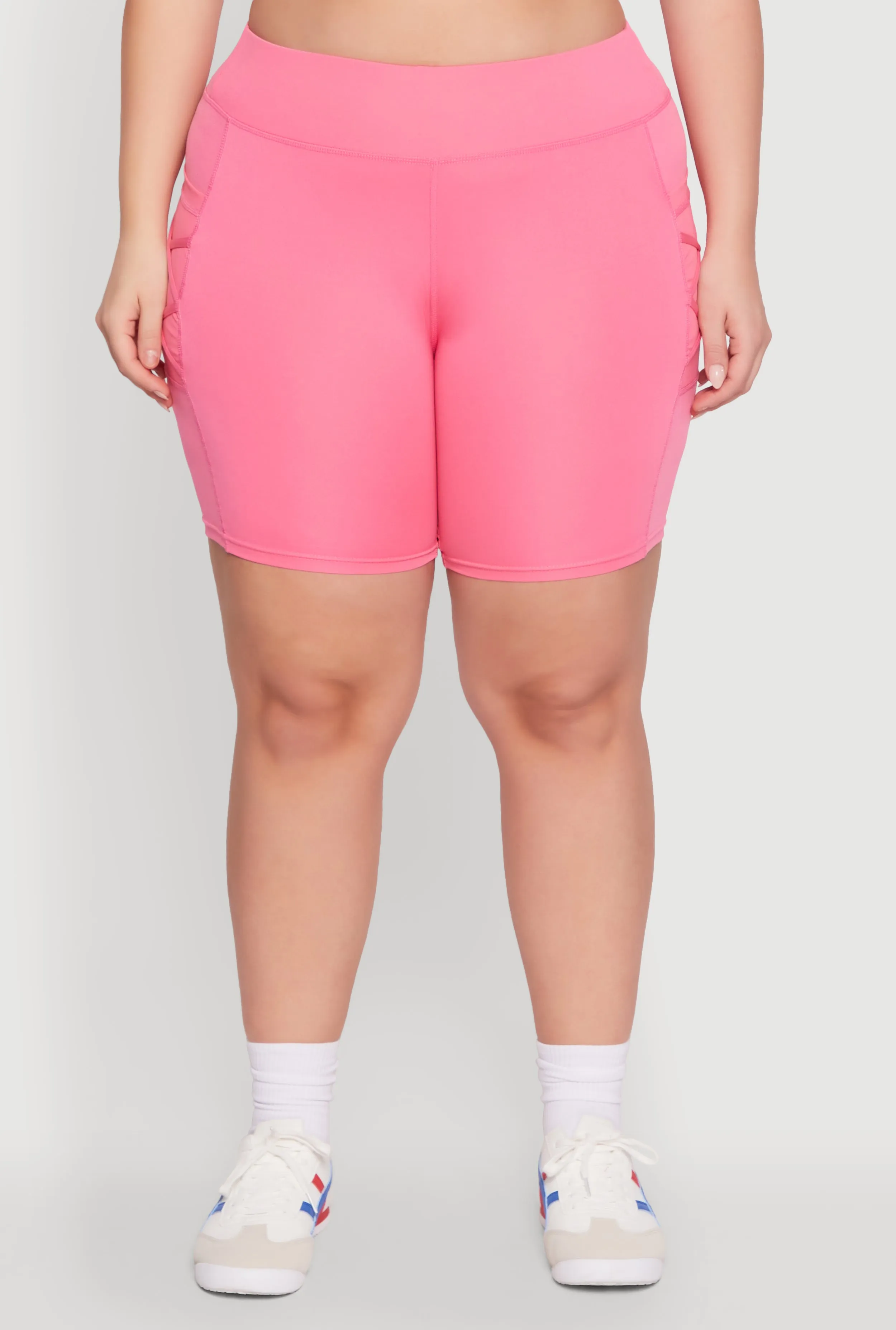 Plus Size Caged Mesh Cell Phone Pocket Biker Shorts sold by Rainbow product image thumbnail 5