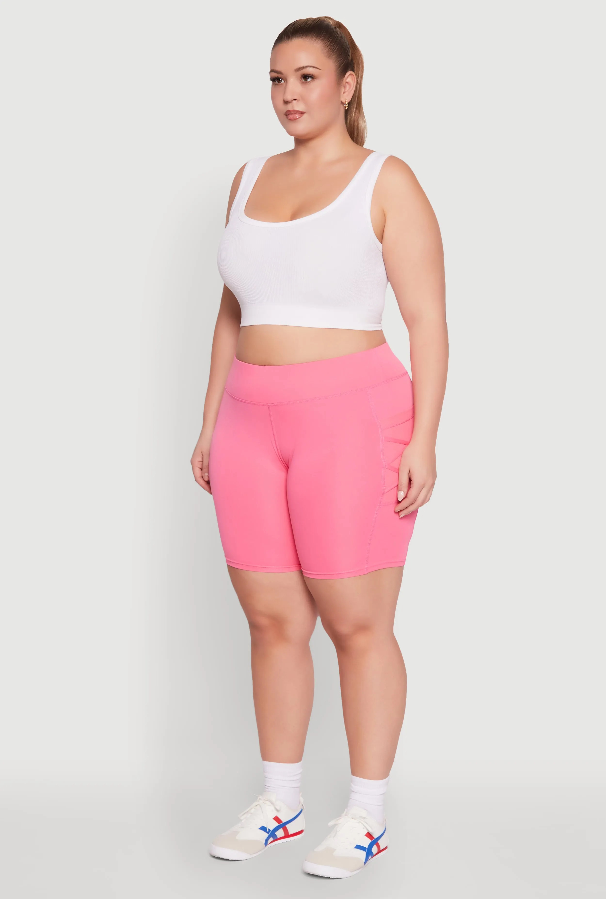 Plus Size Caged Mesh Cell Phone Pocket Biker Shorts sold by Rainbow product image thumbnail 3