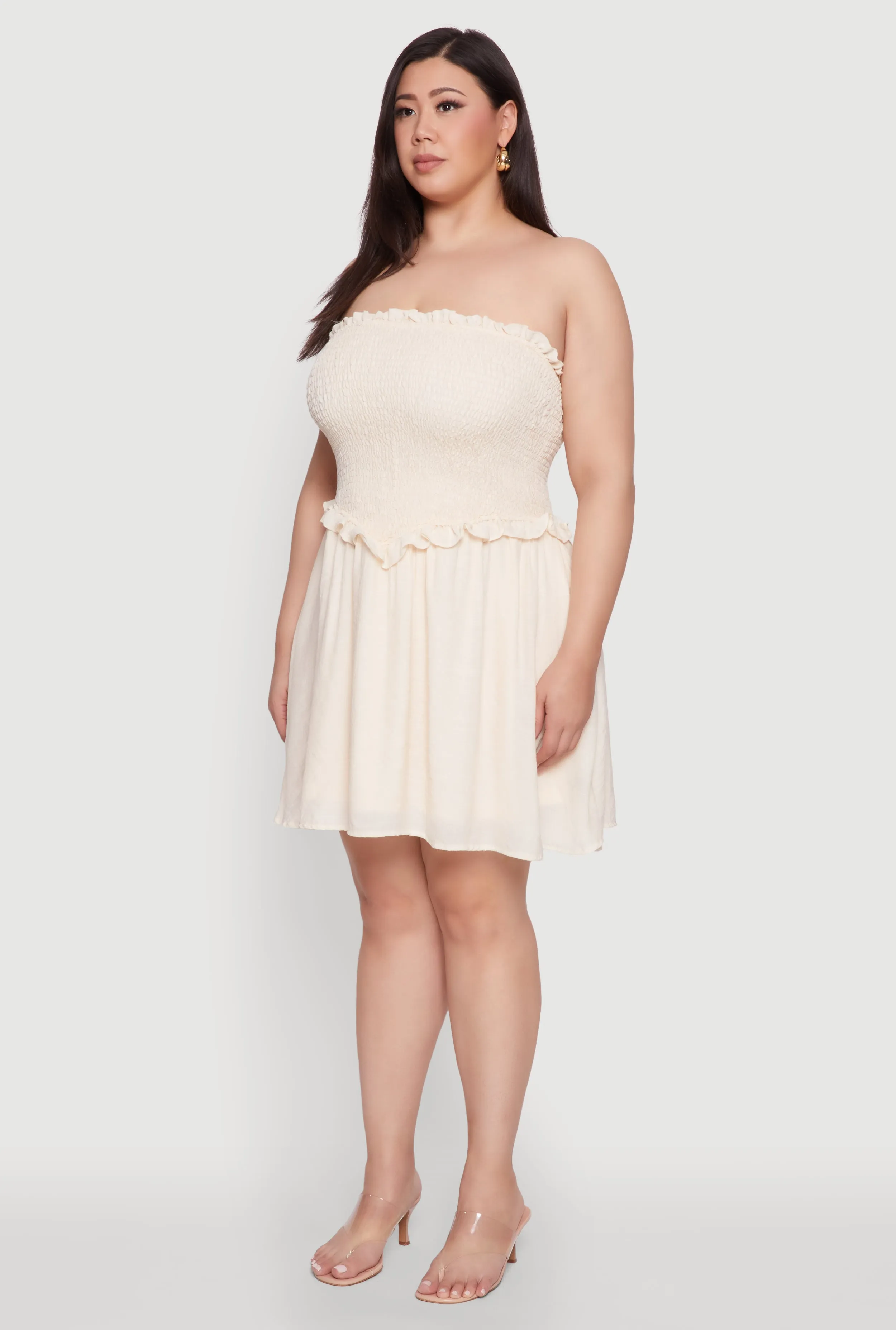 Plus Size Gauze Knit Smocked Mini Dress sold by Rainbow product image thumbnail 3