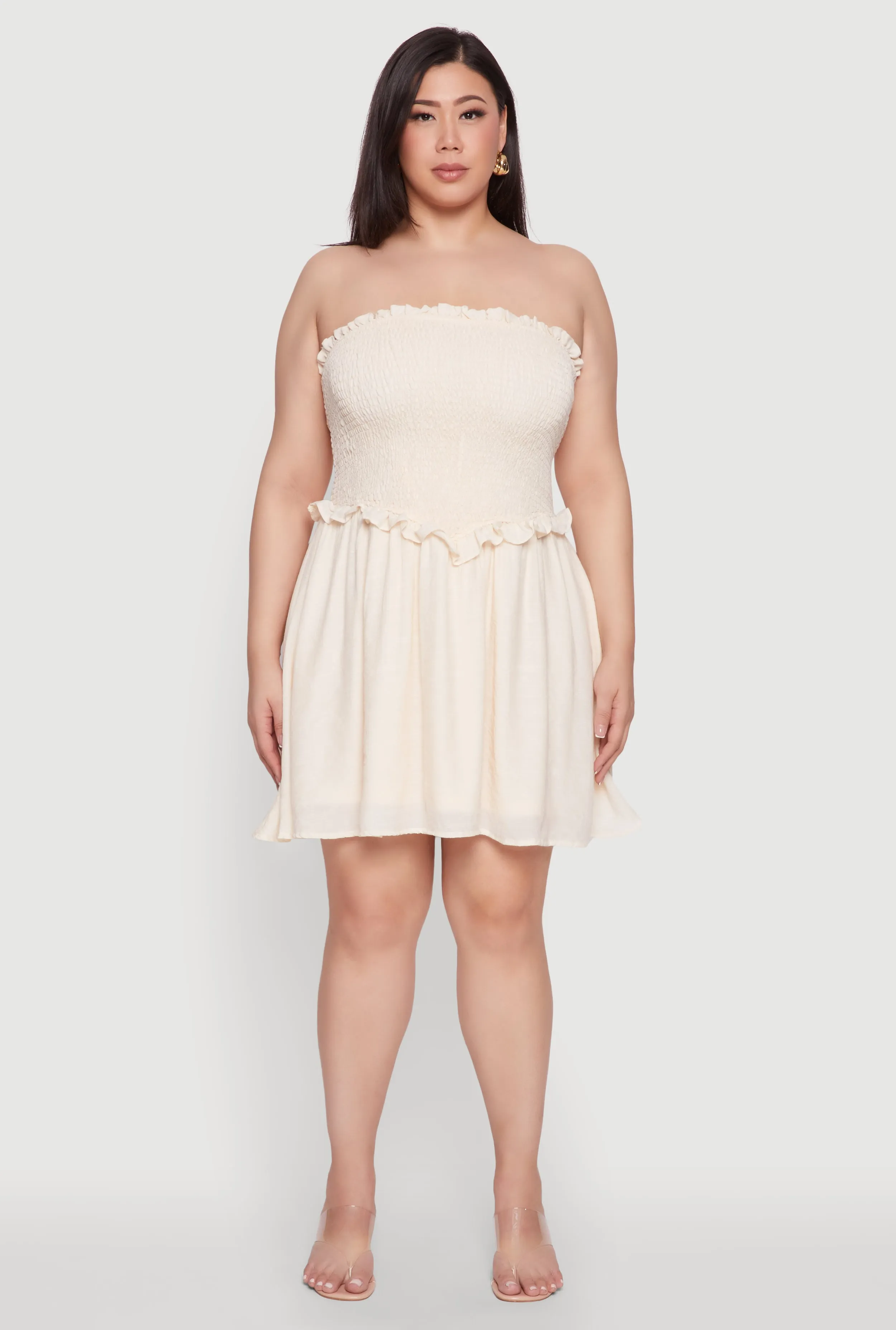 Plus Size Gauze Knit Smocked Mini Dress sold by Rainbow product image thumbnail 2