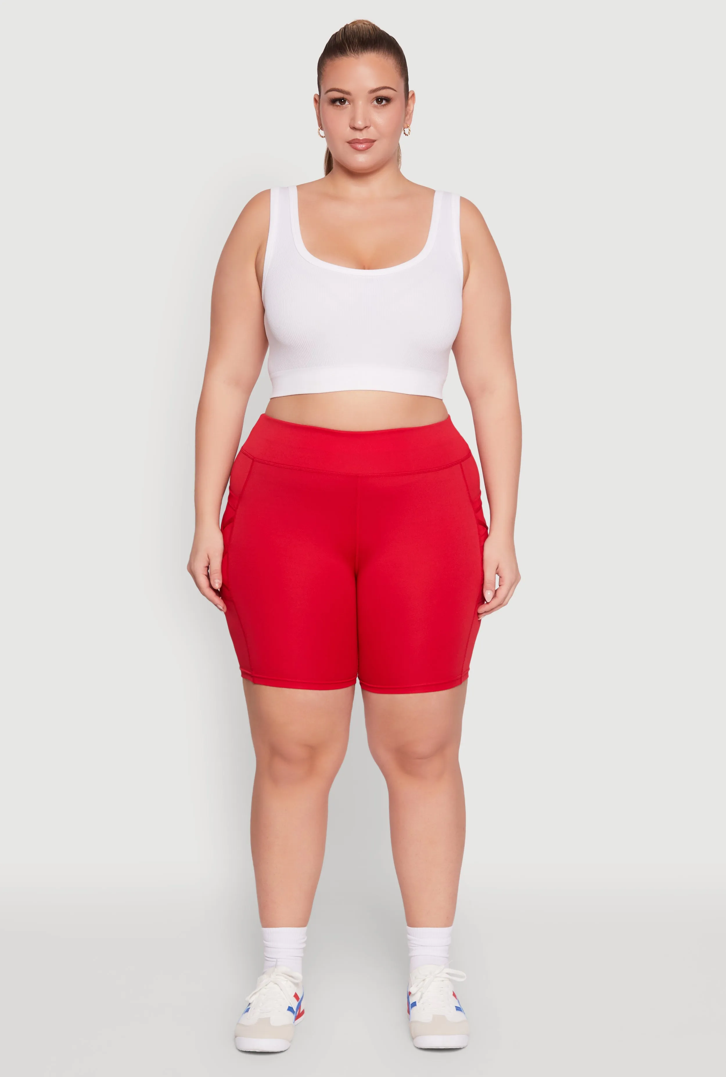 Plus Size Caged Mesh Cell Phone Pocket Biker Shorts sold by Rainbow product image thumbnail 2