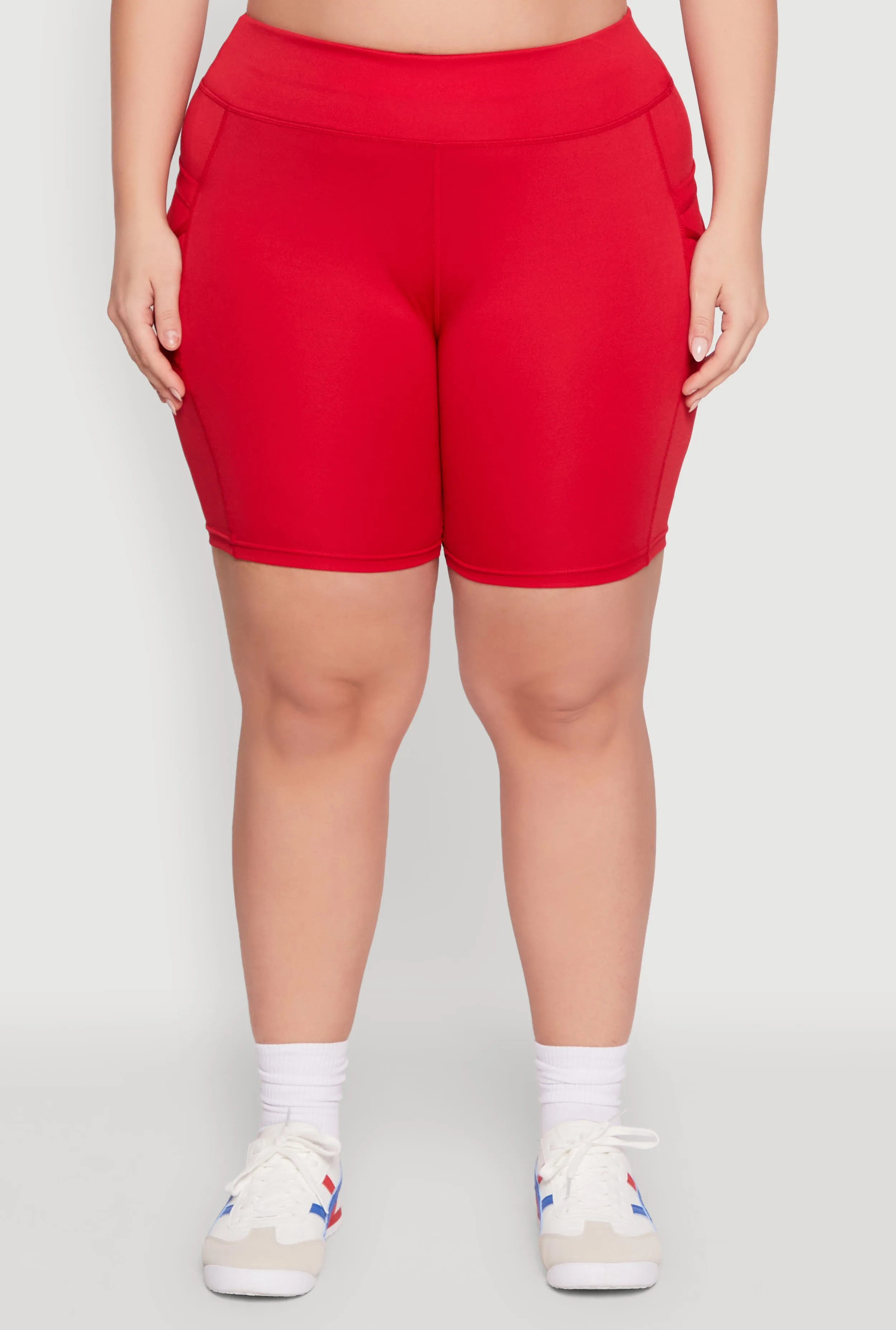 Plus Size Caged Mesh Cell Phone Pocket Biker Shorts sold by Rainbow product image thumbnail 5