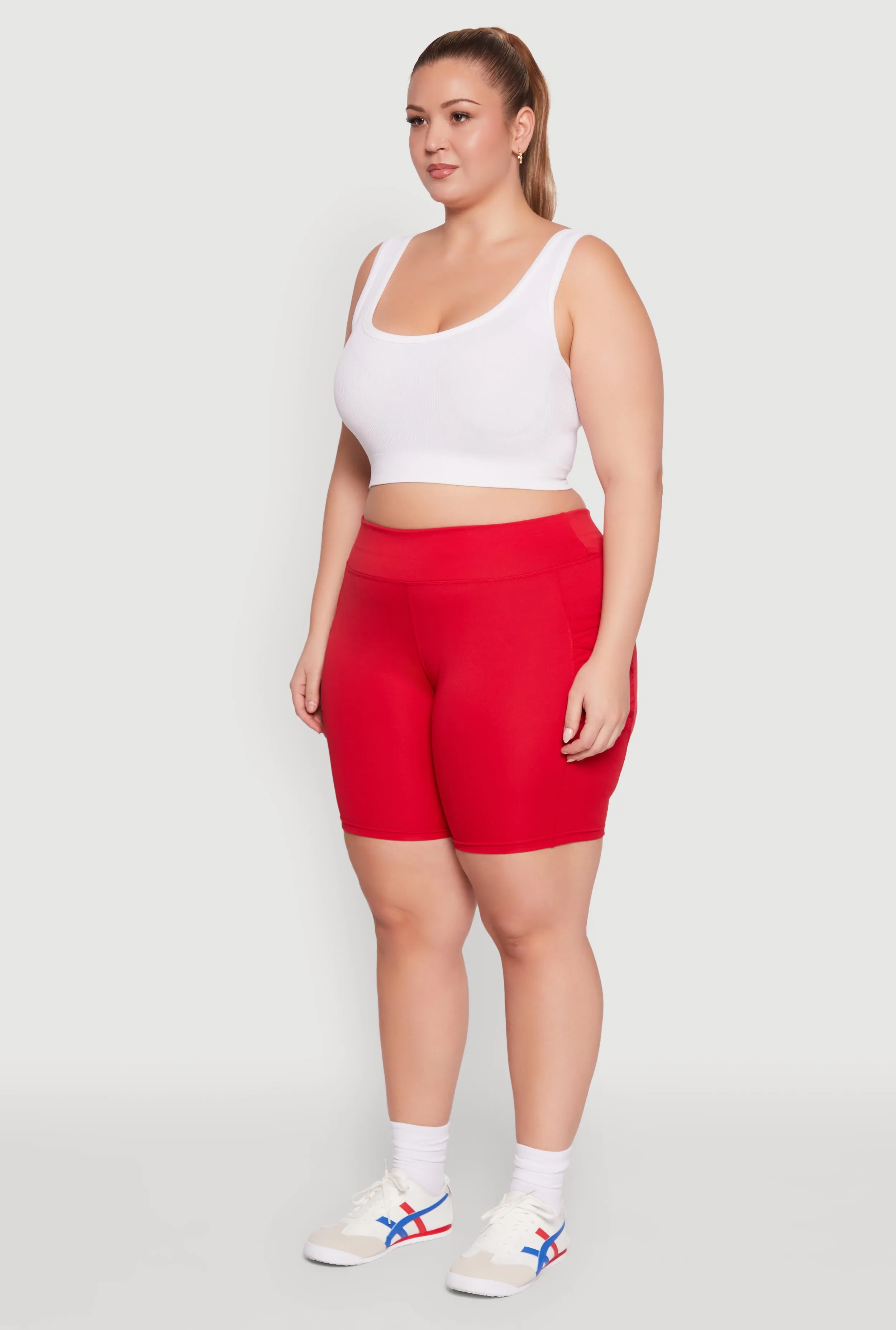 Plus Size Caged Mesh Cell Phone Pocket Biker Shorts sold by Rainbow product image thumbnail 3