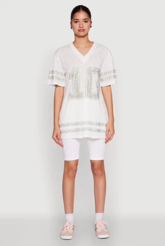 Rhinestone 23 Short Sleeve Jersey Dress sold by Rainbow