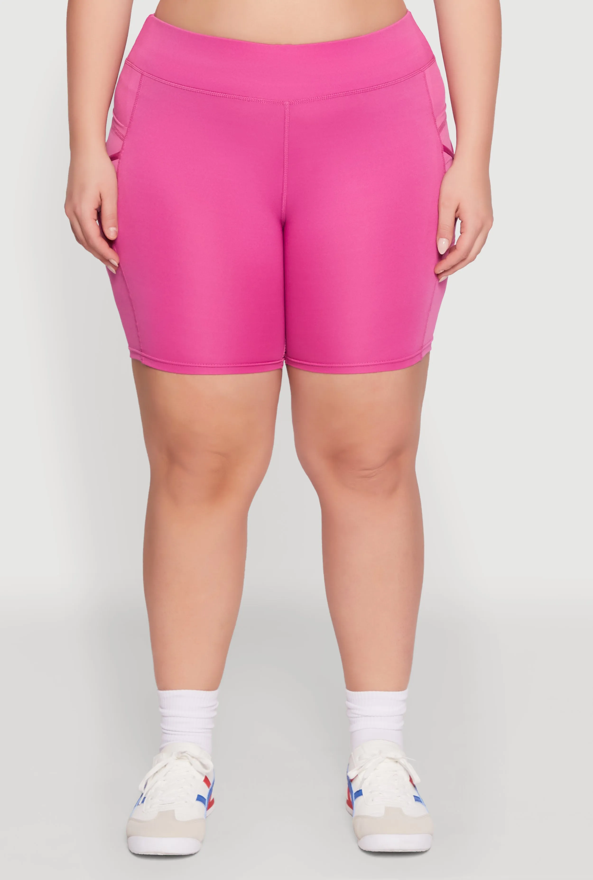 Plus Size Caged Mesh Cell Phone Pocket Biker Shorts sold by Rainbow product image thumbnail 5