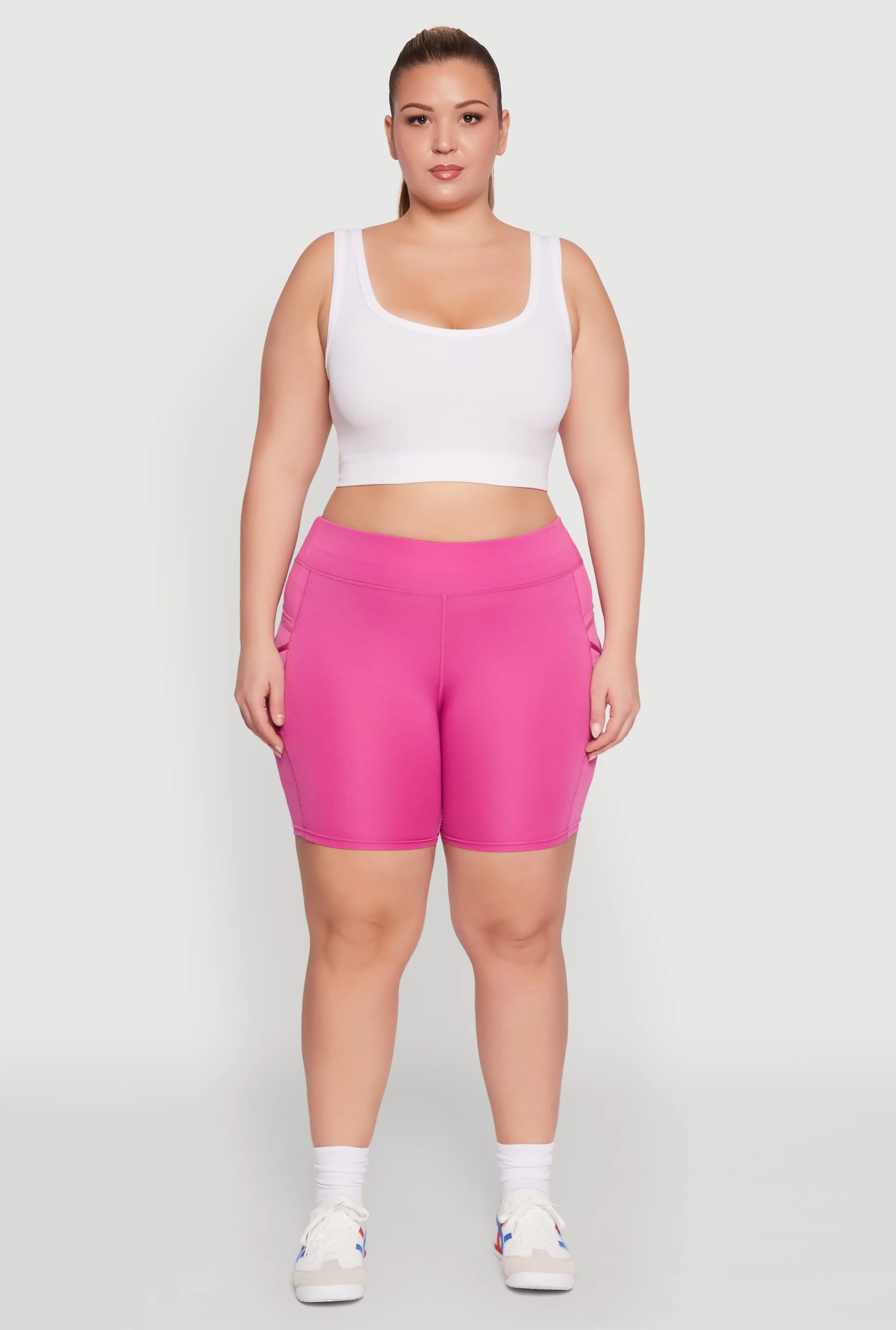 Plus Size Caged Mesh Cell Phone Pocket Biker Shorts sold by Rainbow product image thumbnail 2