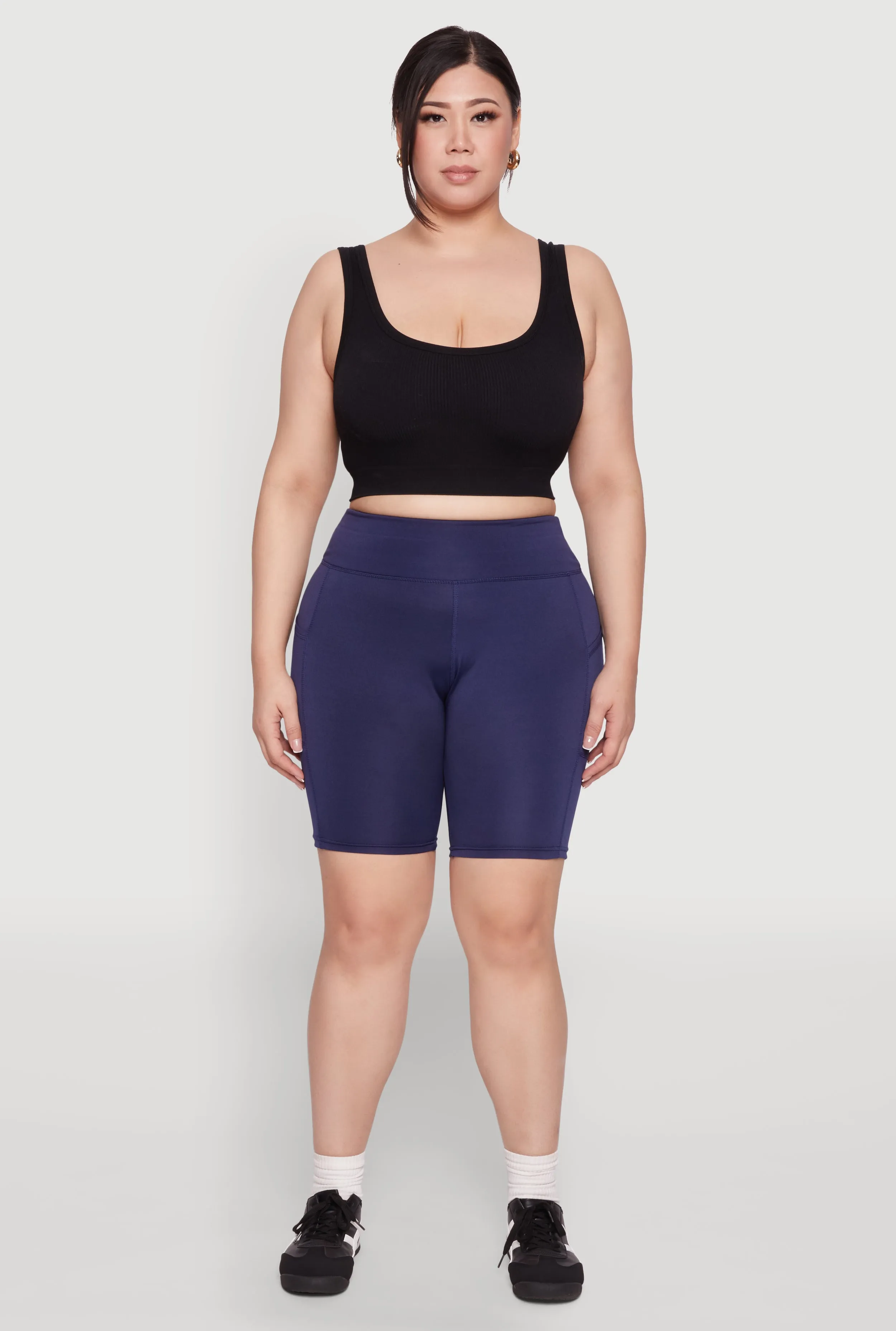 Plus Size Cell Phone Pocket High Waist Biker Shorts sold by Rainbow product image thumbnail 2