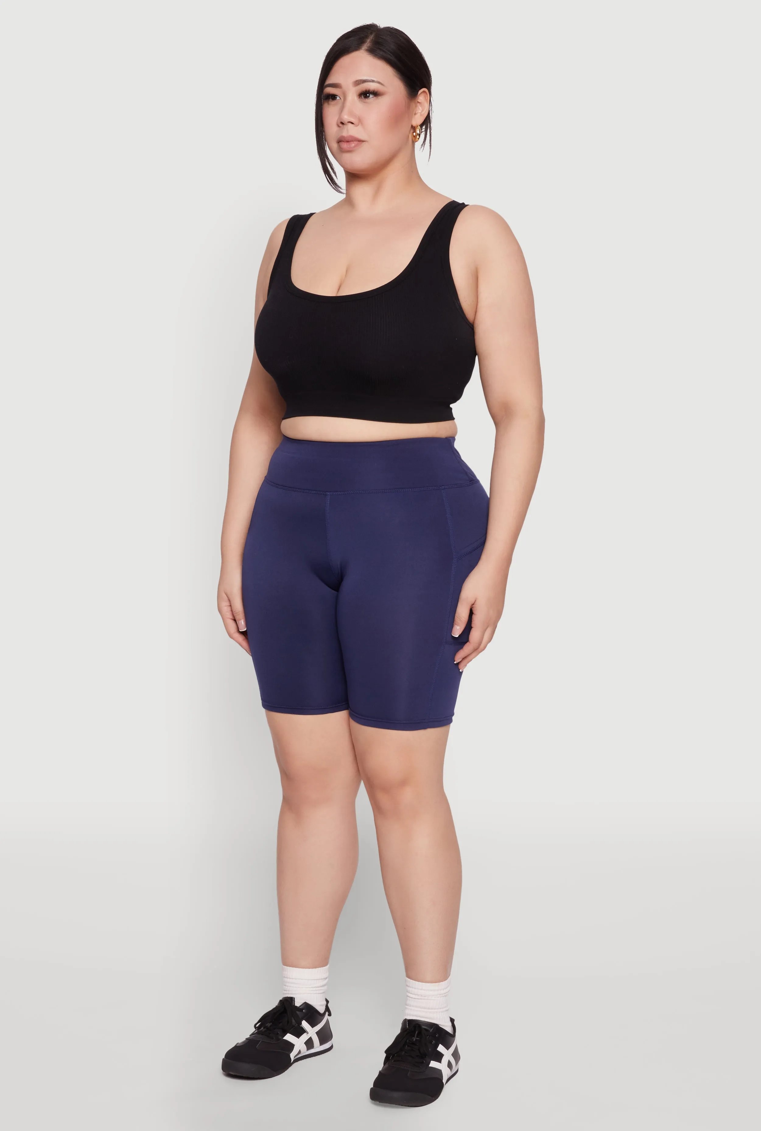 Plus Size Cell Phone Pocket High Waist Biker Shorts sold by Rainbow product image thumbnail 3