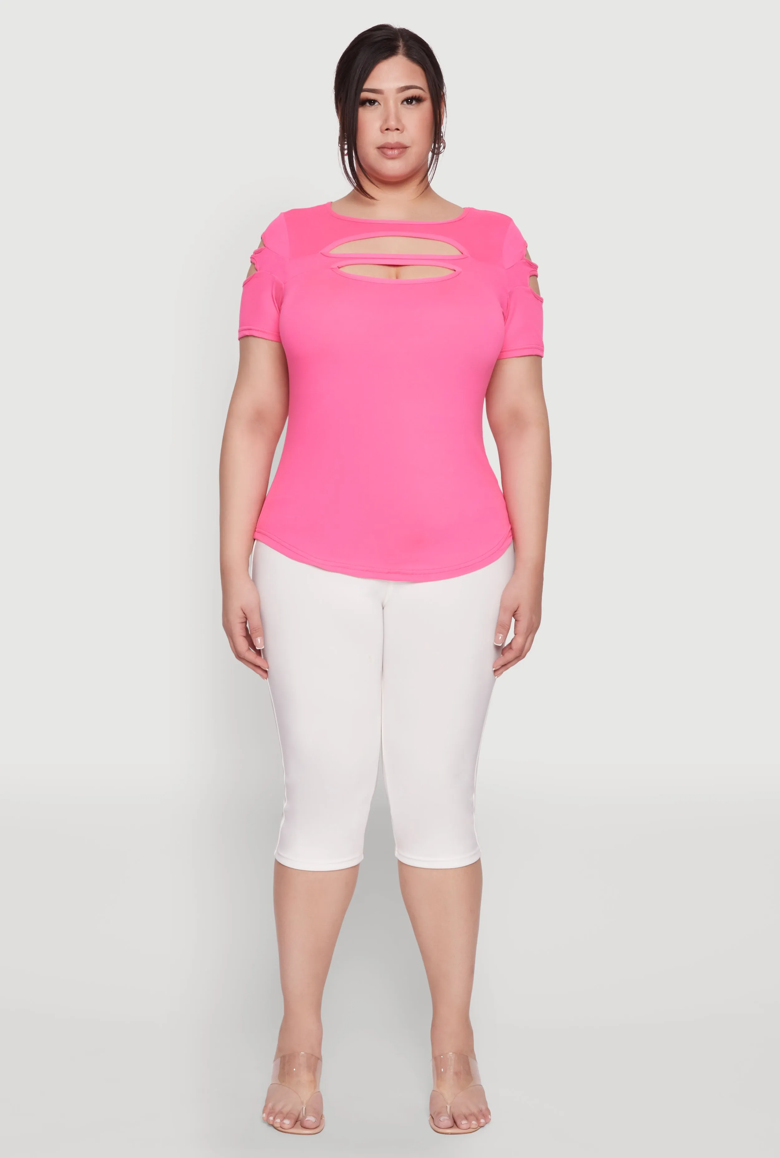 Plus Size Cut Out Crew Neck Tee sold by Rainbow product image thumbnail 3