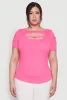Plus Size Cut Out Crew Neck Tee sold by Rainbow