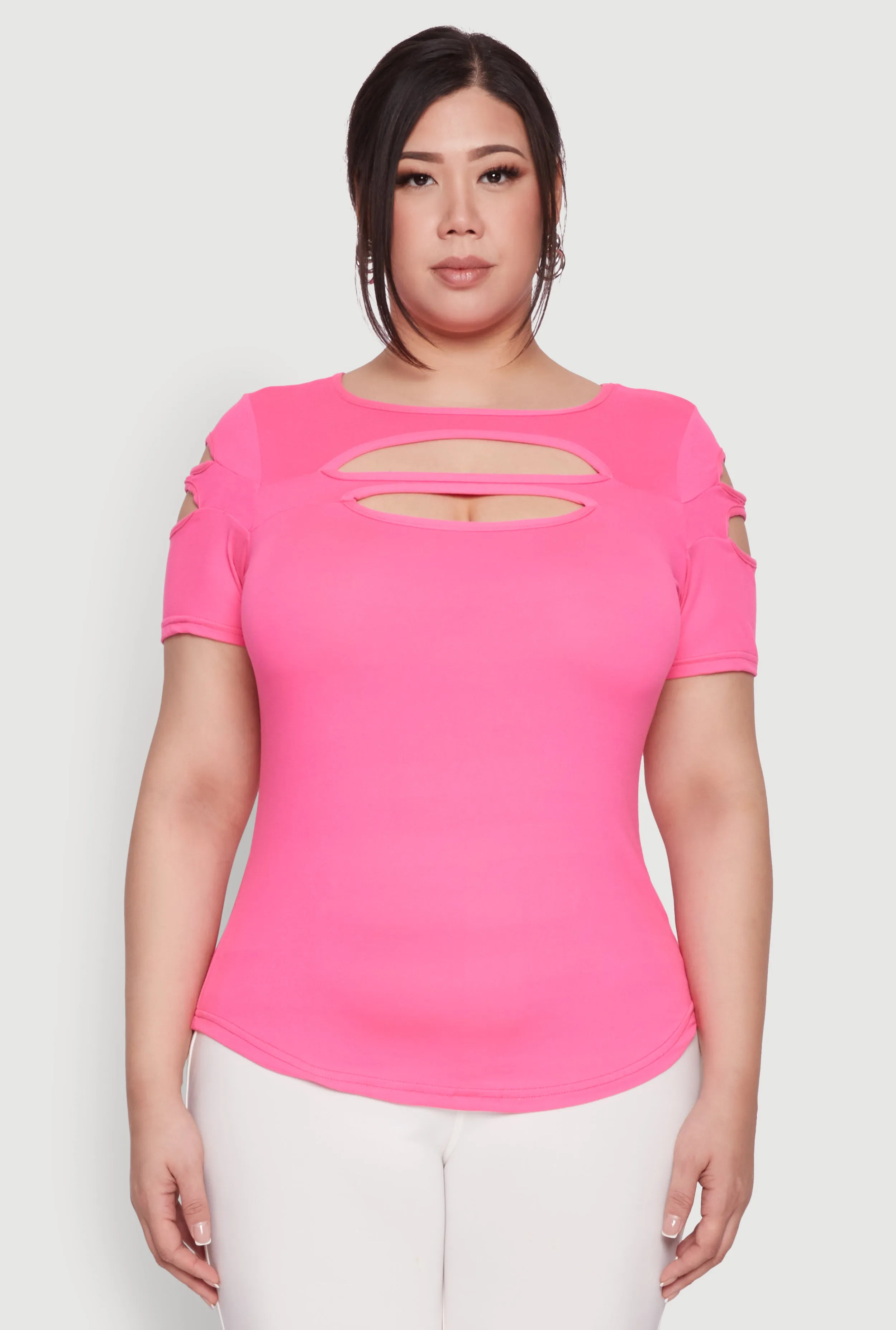 Plus Size Cut Out Crew Neck Tee sold by Rainbow product image thumbnail 2