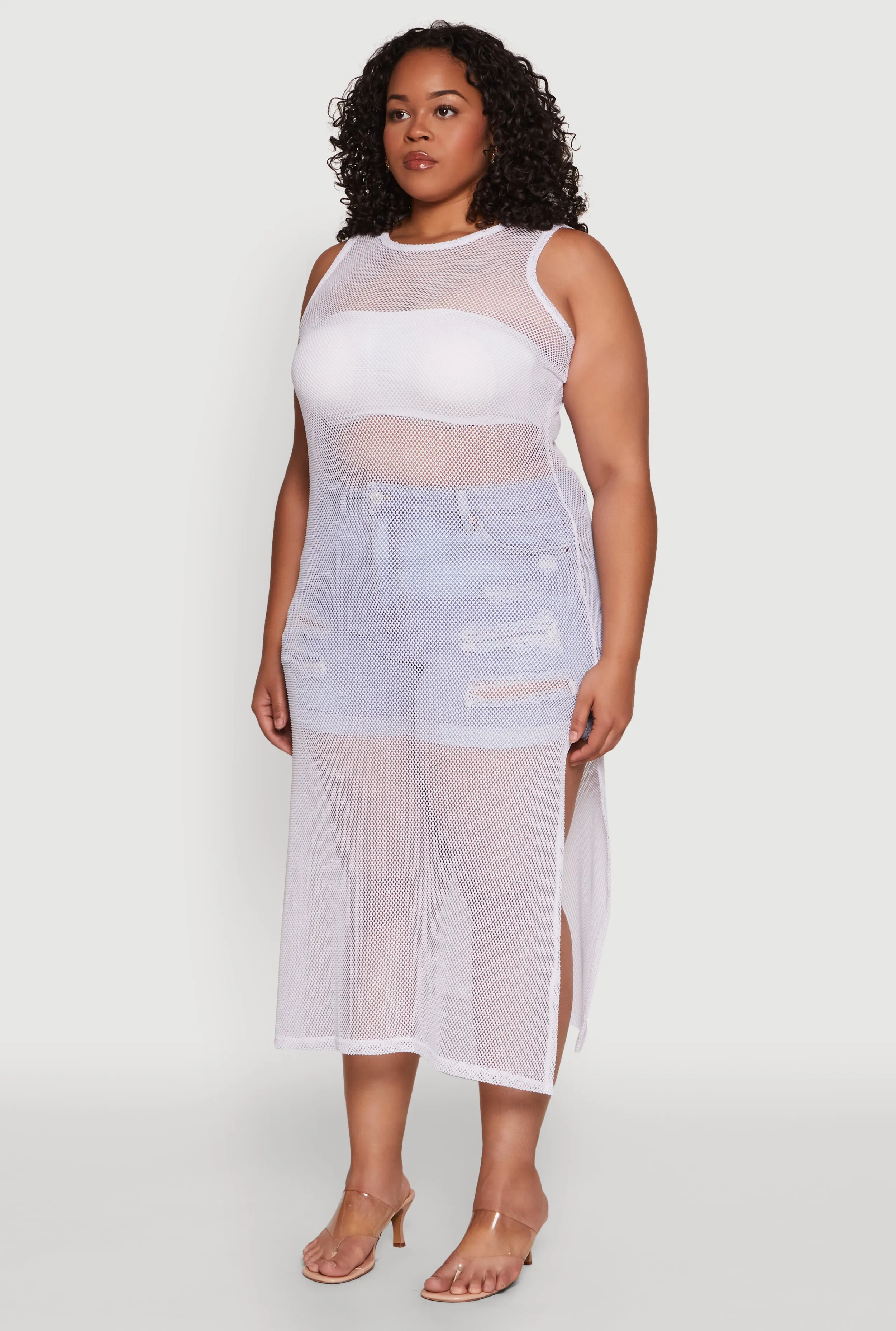 Plus Size Fishnet Side Slit Maxi Tank Top sold by Rainbow product image thumbnail 3