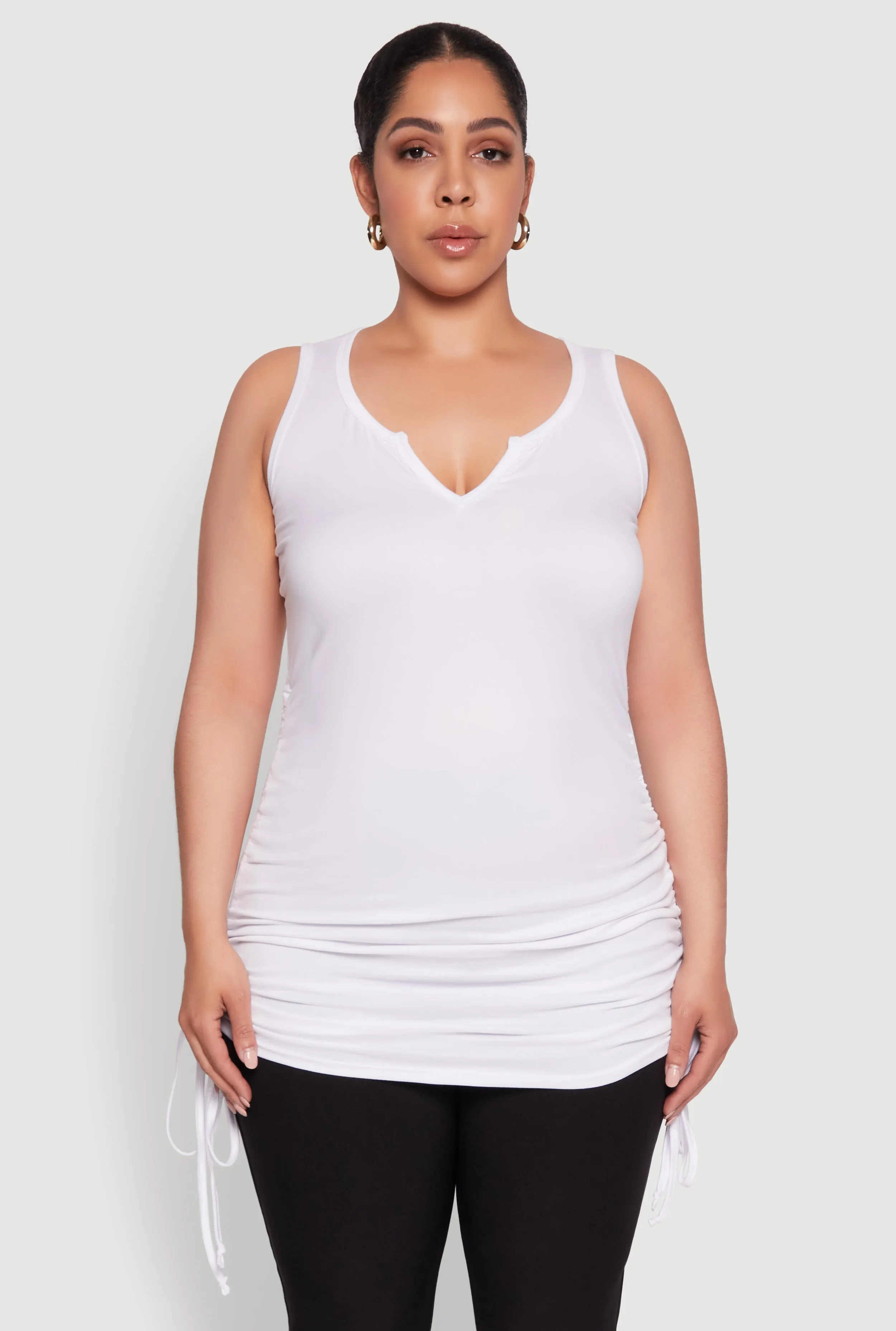 Plus Size Ruched Notch Neck Tank Top sold by Rainbow product image thumbnail 2