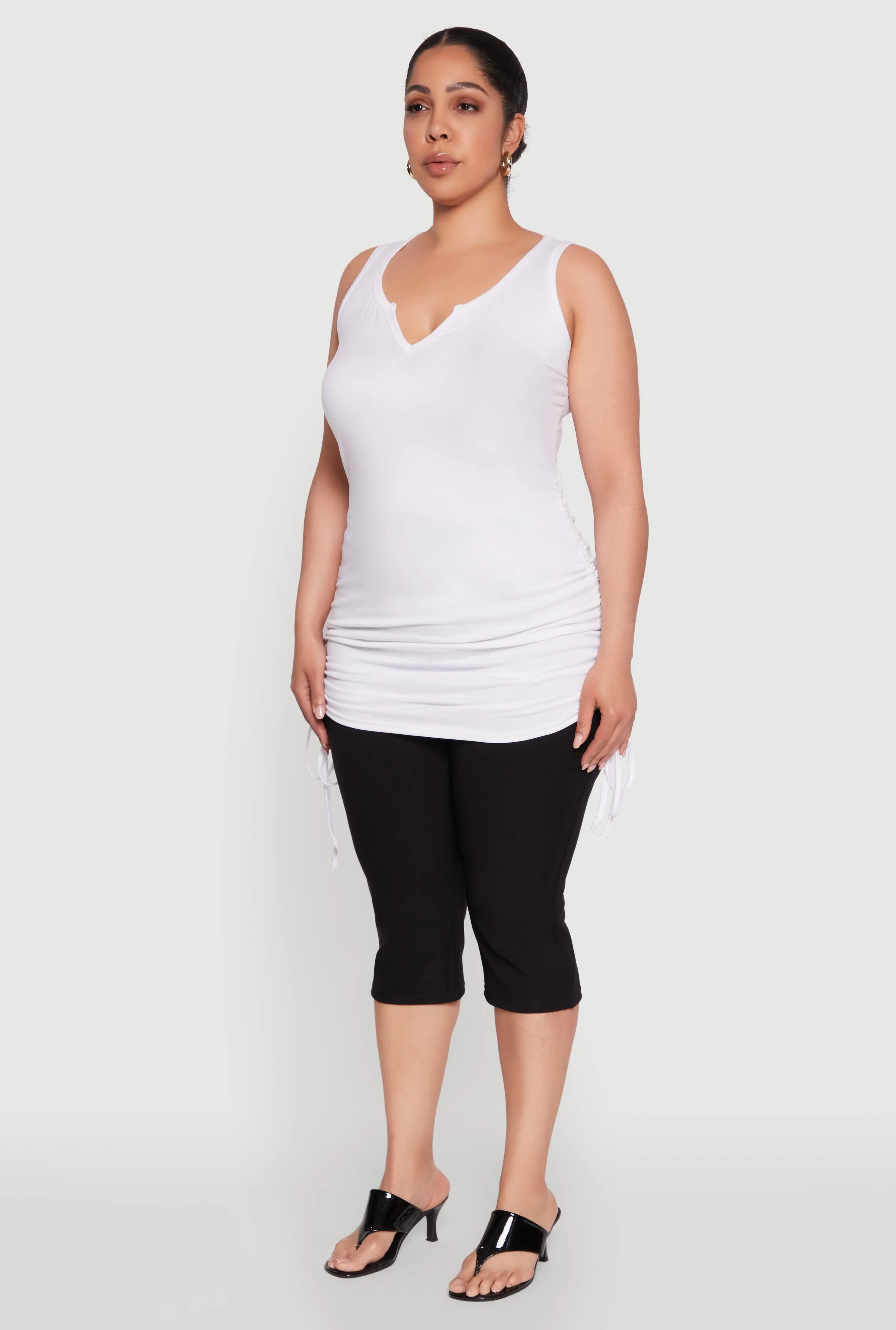 Plus Size Ruched Notch Neck Tank Top sold by Rainbow product image thumbnail 5