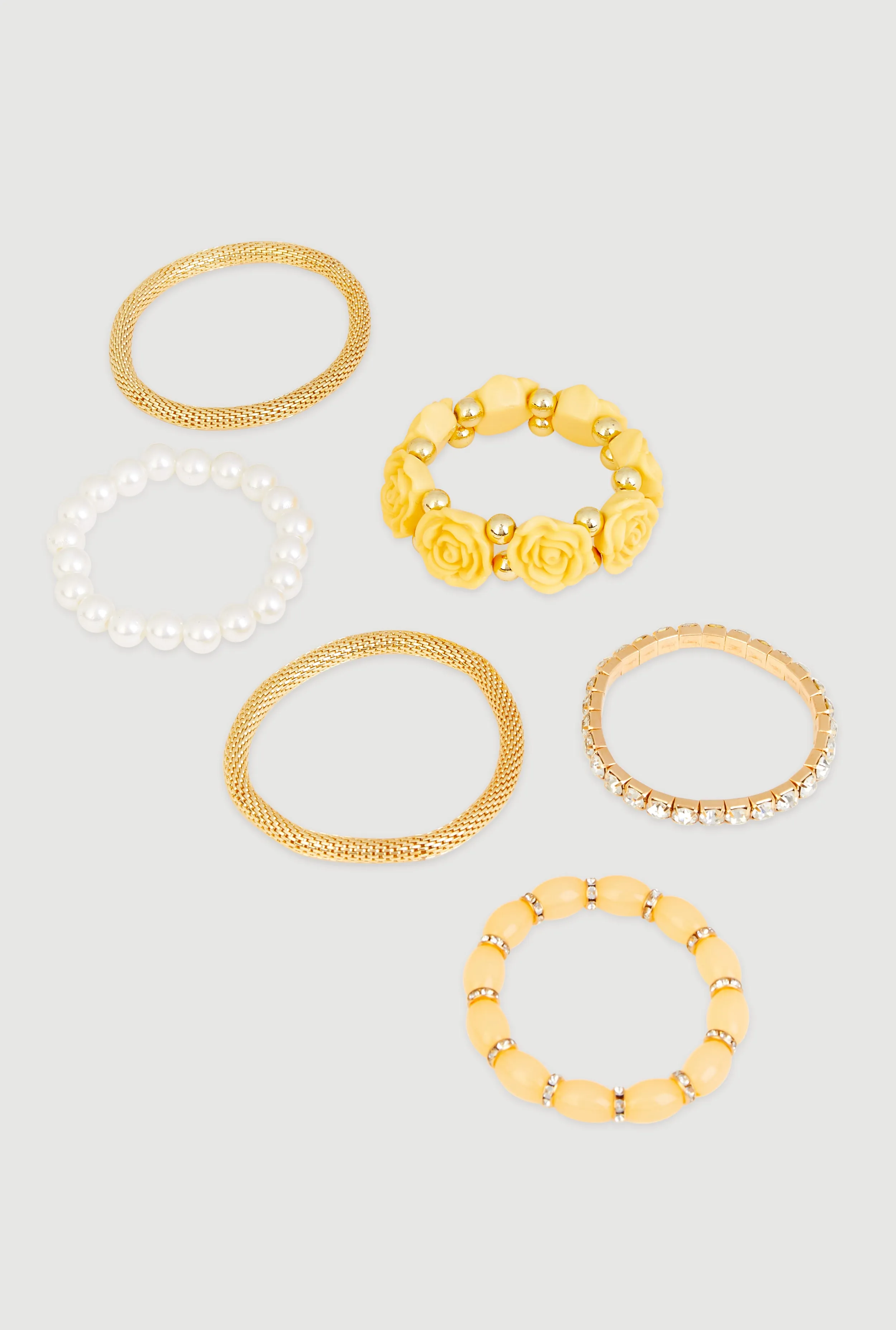 Rose Assorted Faux Pearl Stretch Bracelets Set of 6 sold by Rainbow product image thumbnail 3