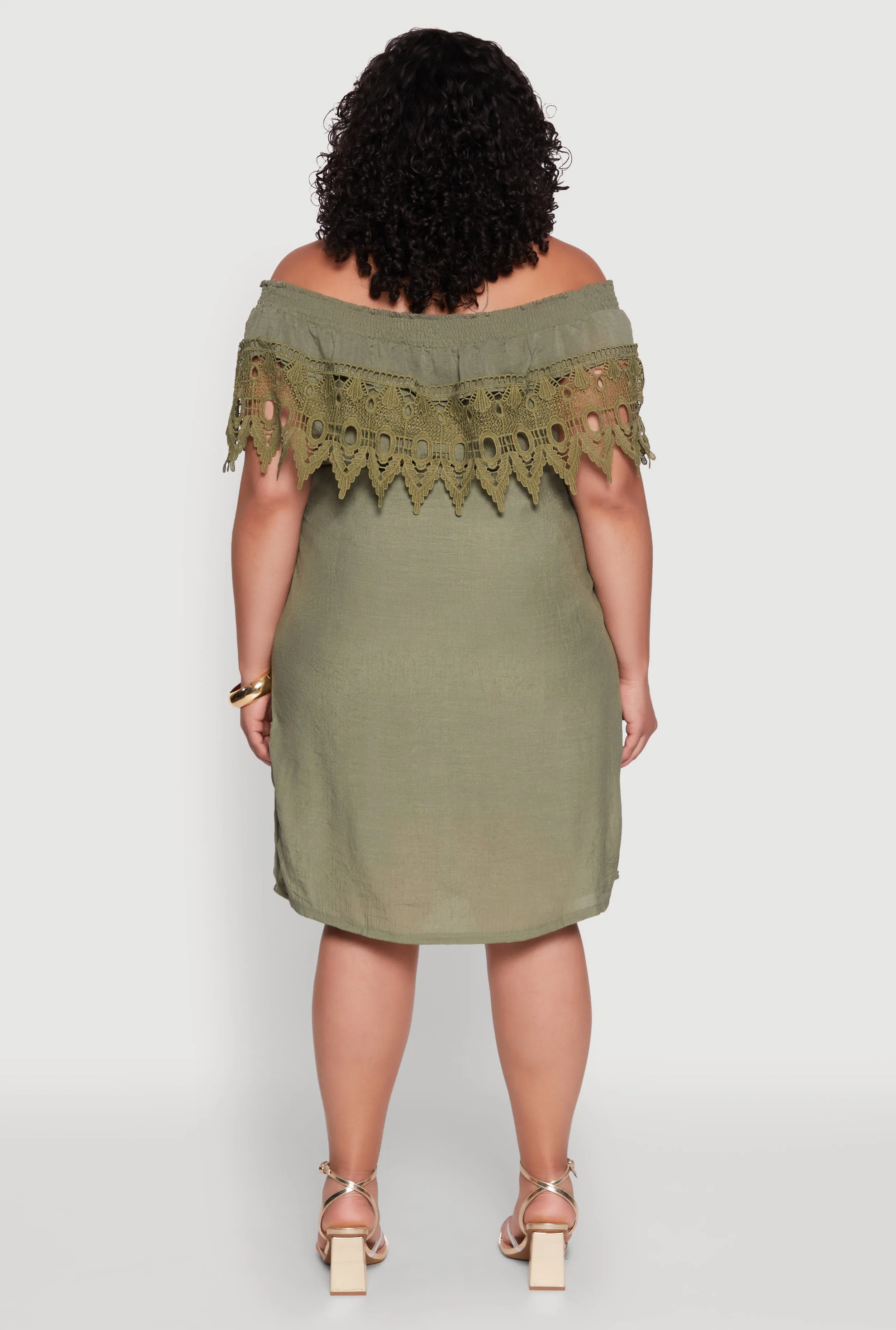 Plus Size Crochet Overlay Off The Shoulder Dress sold by Rainbow product image thumbnail 5