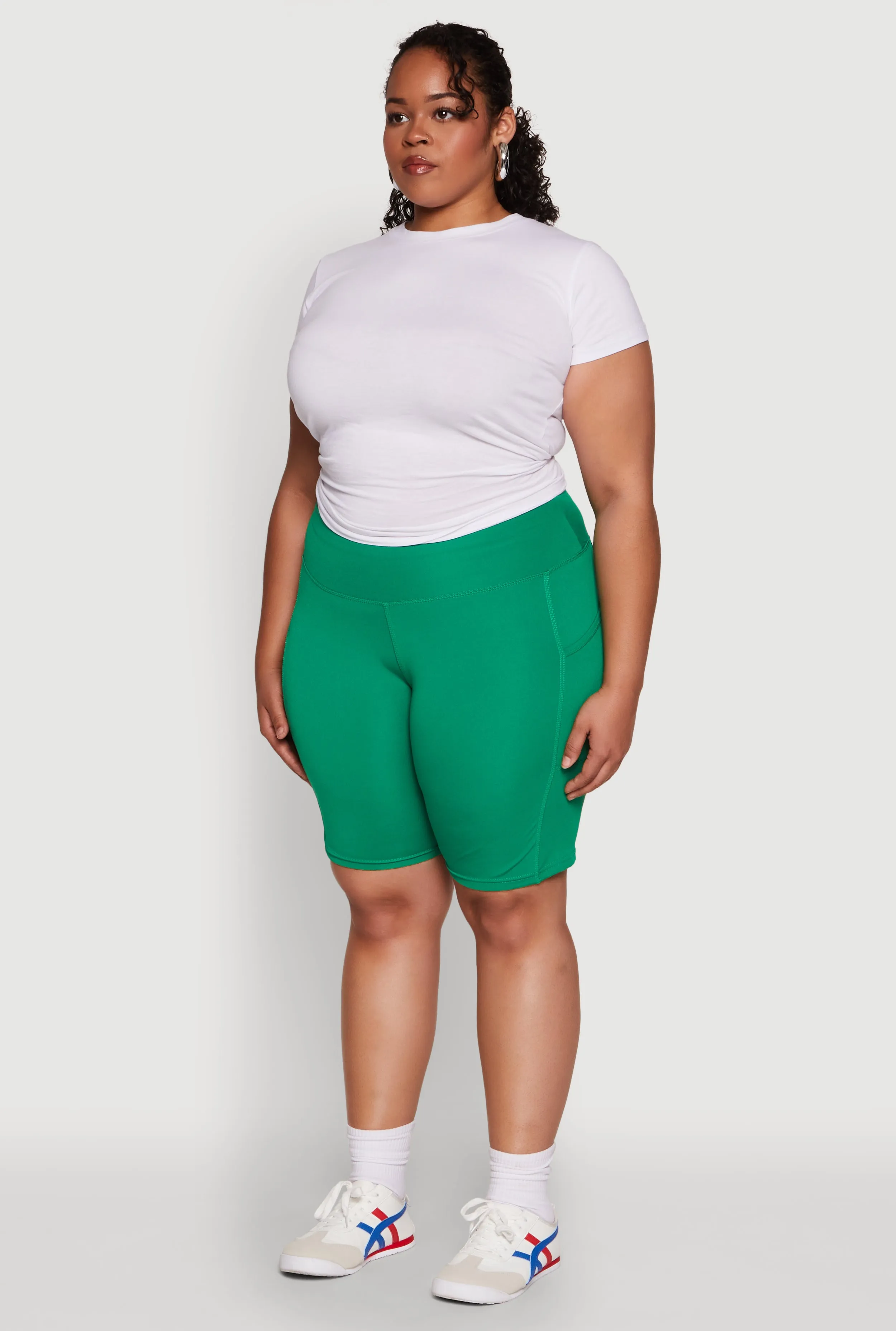 Plus Size Cell Phone Pocket High Waist Biker Shorts sold by Rainbow product image thumbnail 3