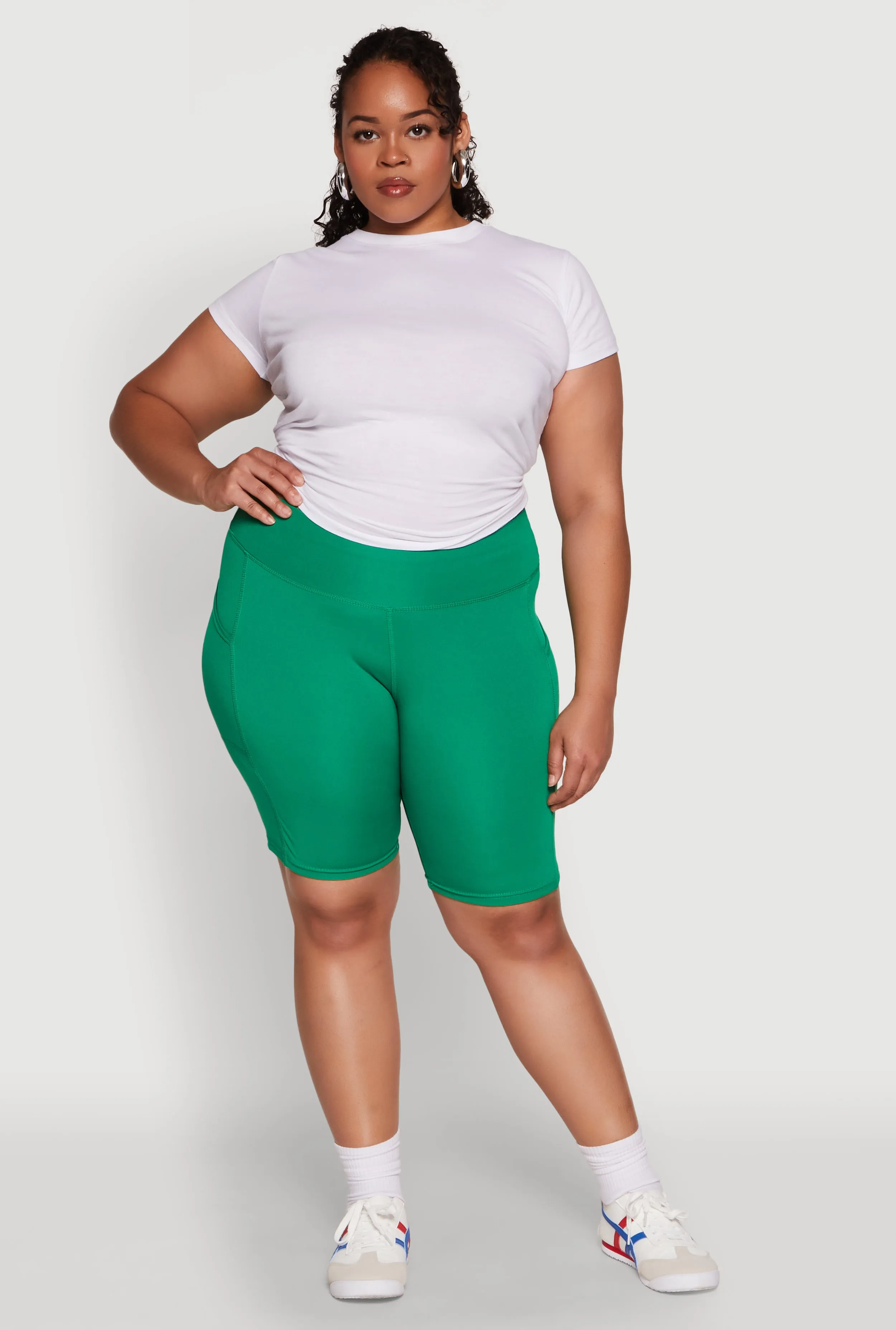 Plus Size Cell Phone Pocket High Waist Biker Shorts sold by Rainbow product image thumbnail 2