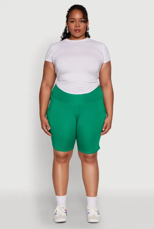 Plus Size Cell Phone Pocket High Waist Biker Shorts sold by Rainbow
