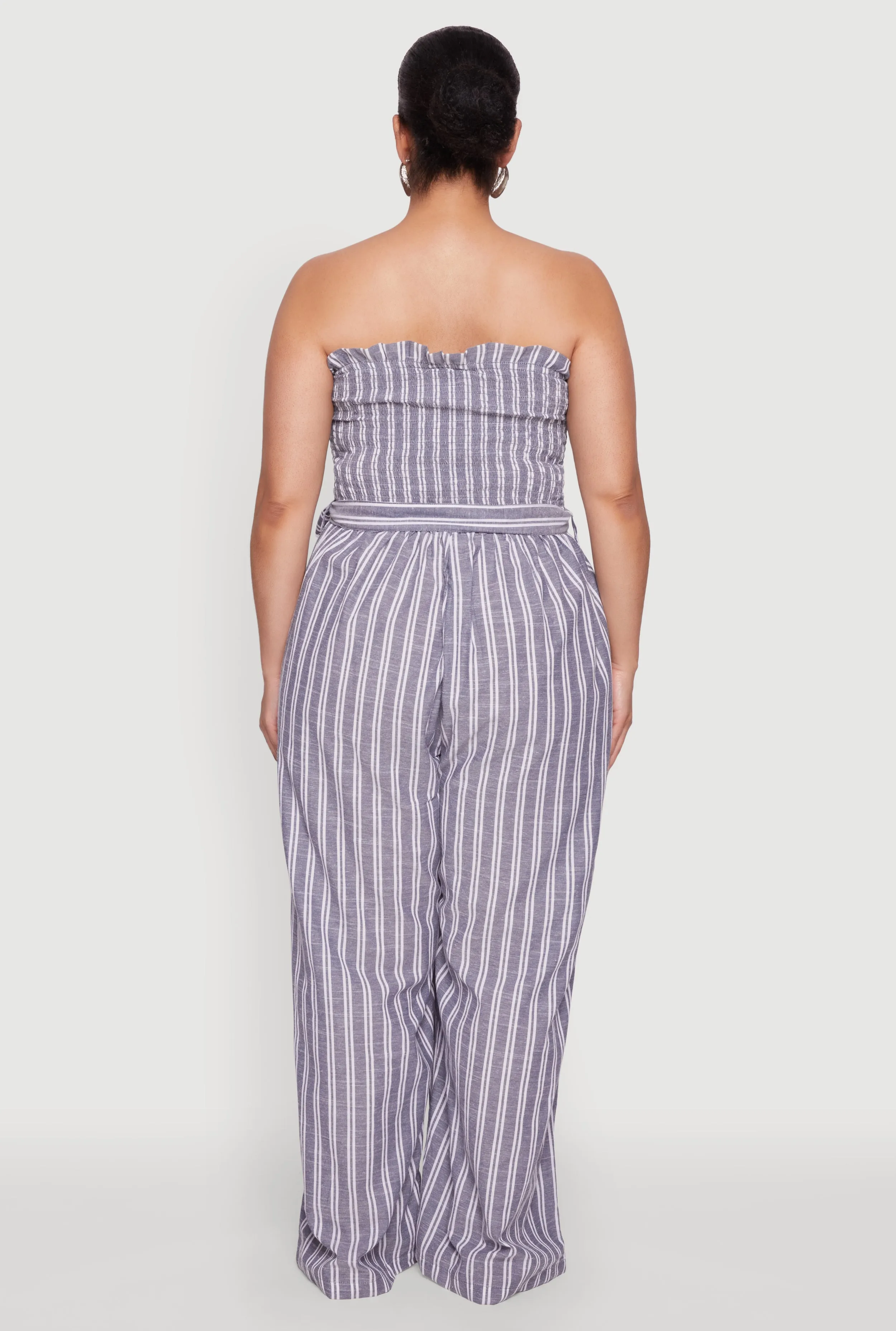Plus Size Smocked Pinstripe Jumpsuit sold by Rainbow product image thumbnail 5