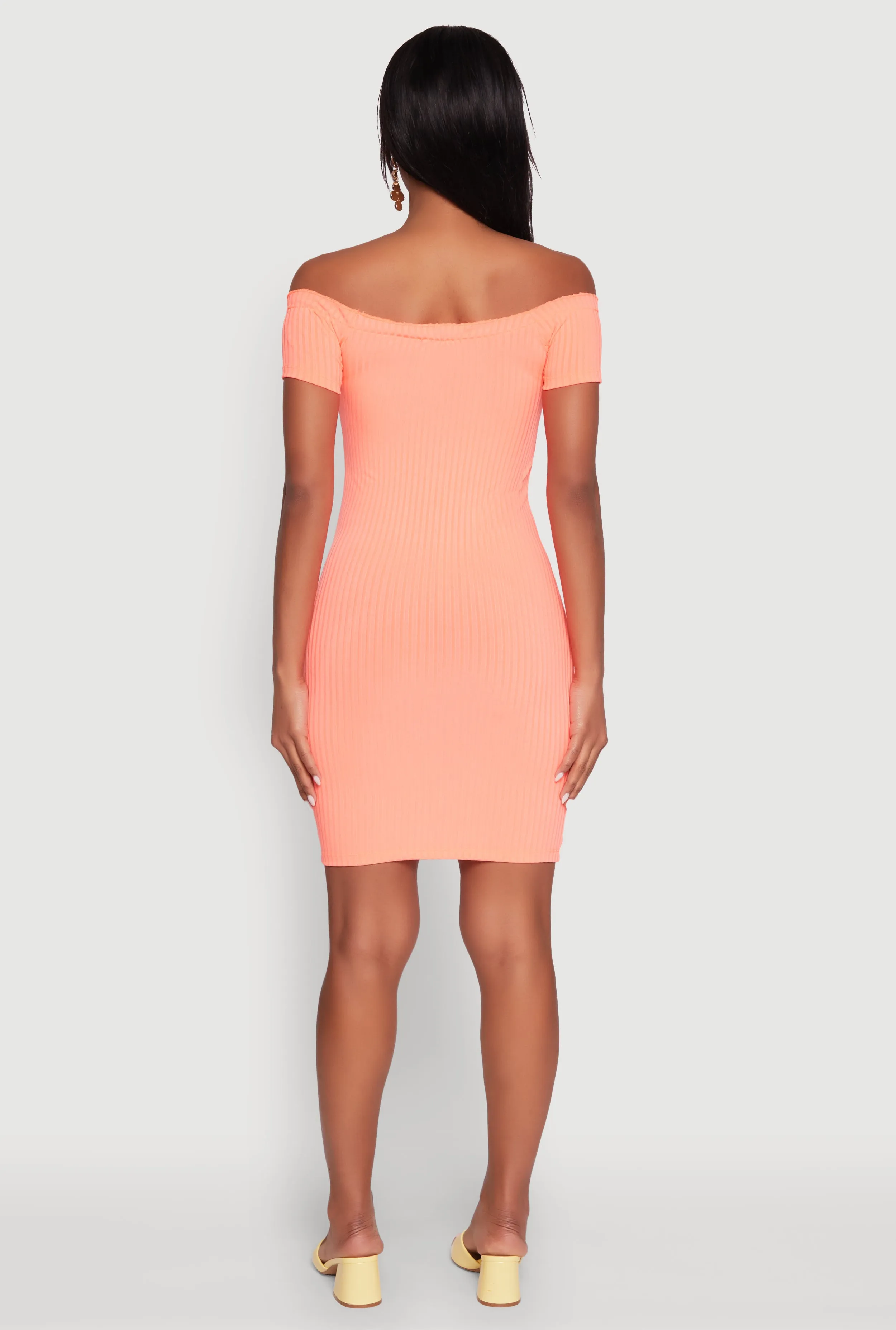 Faux Button Detail Off the Shoulder Mini Dress sold by Rainbow product image thumbnail 5