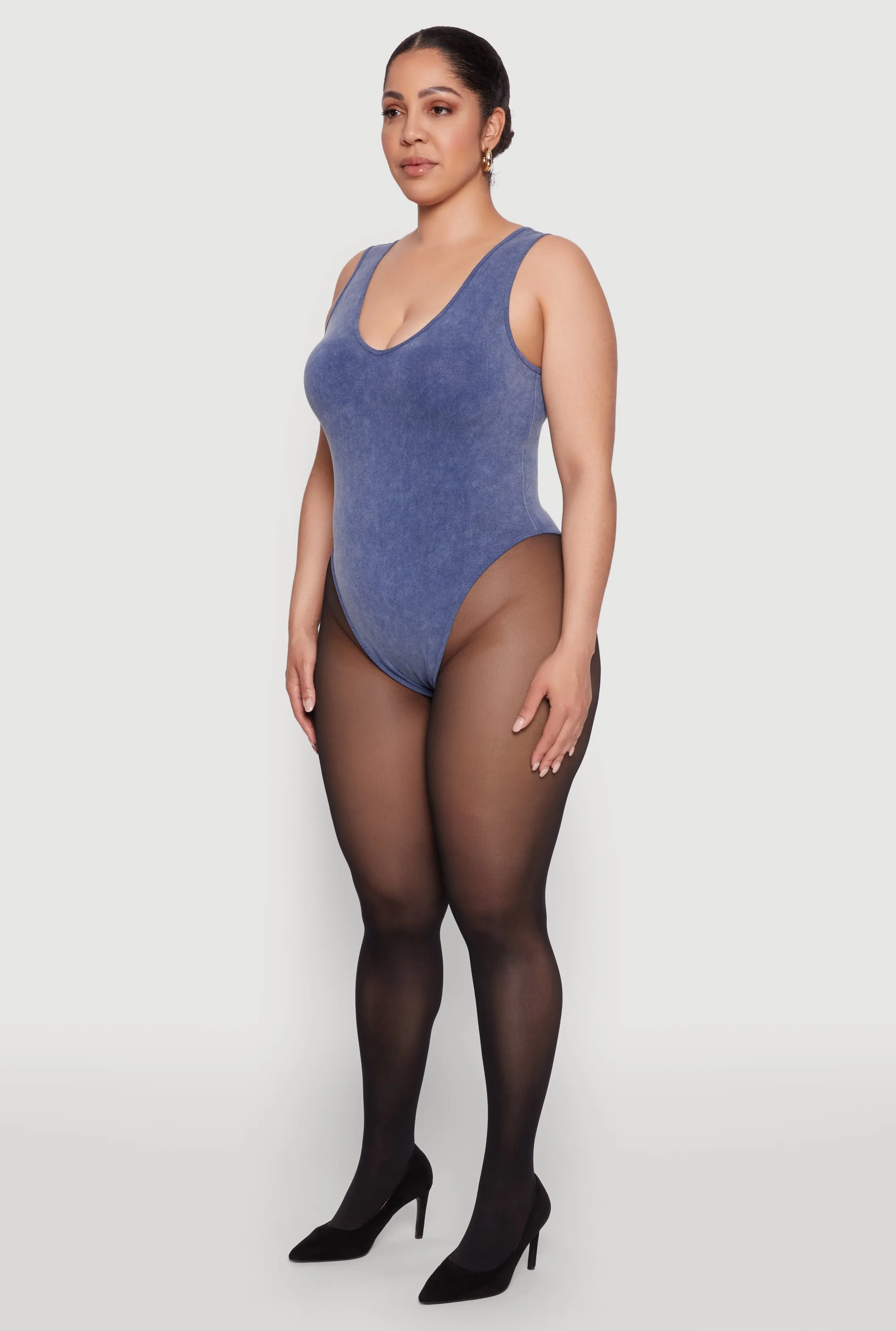 Plus Size Mineral Wash Tank Bodysuit sold by Rainbow product image thumbnail 5