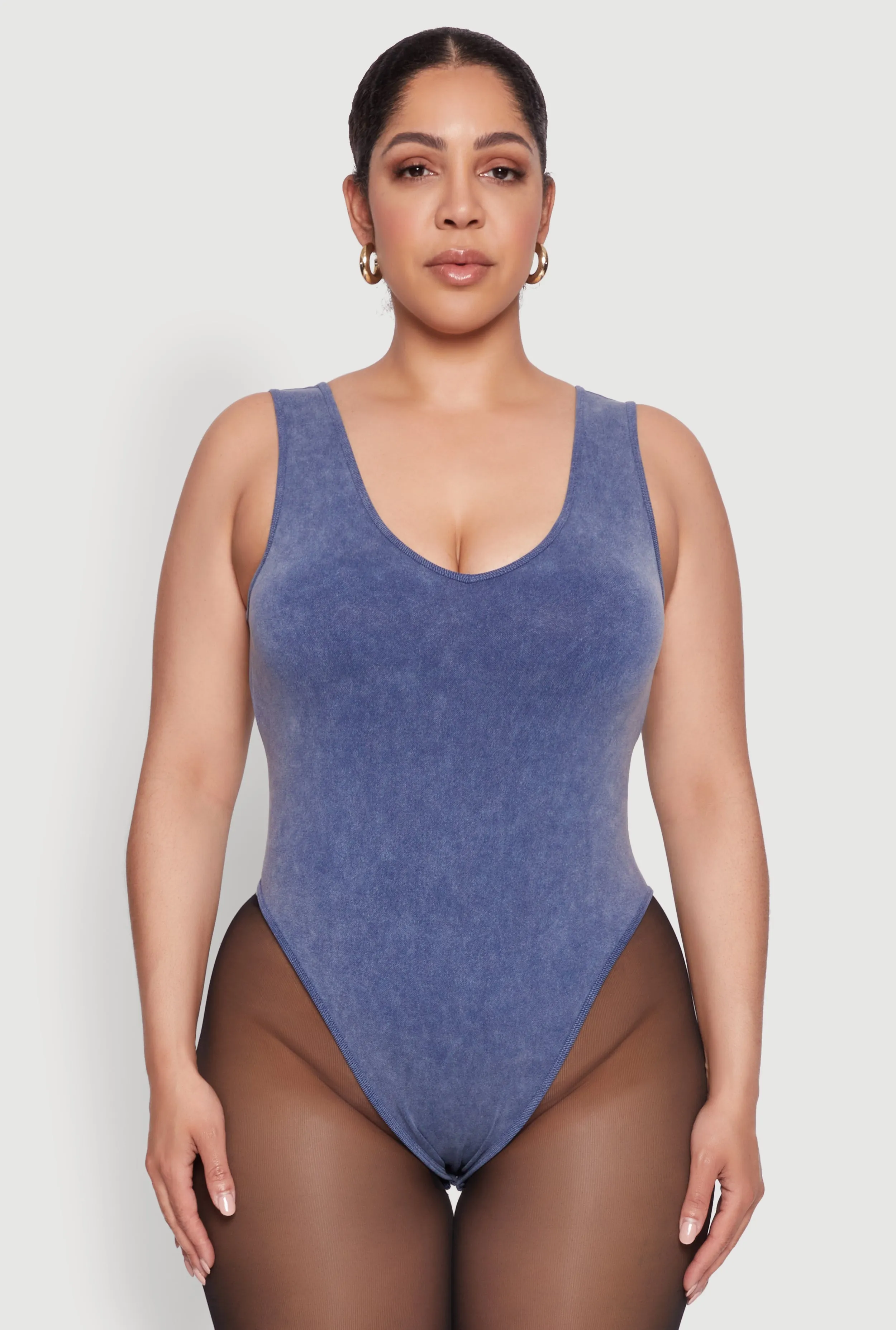 Plus Size Mineral Wash Tank Bodysuit sold by Rainbow product image thumbnail 2