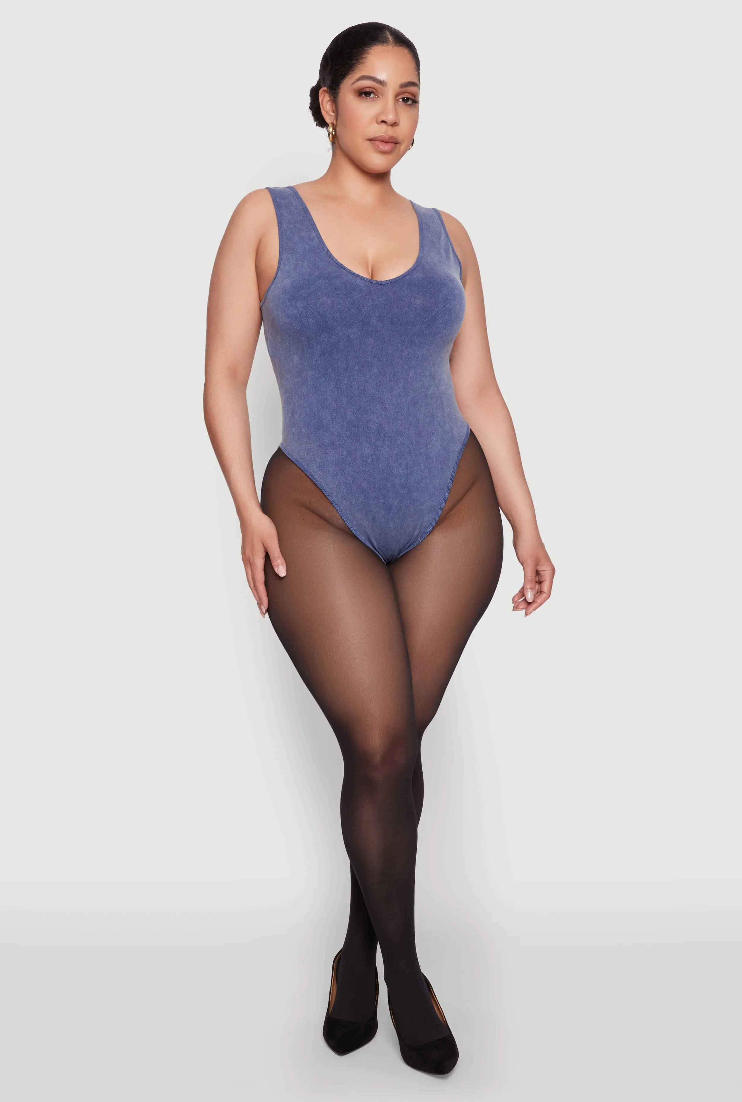 Plus Size Mineral Wash Tank Bodysuit sold by Rainbow