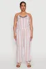Plus Size Striped Wood Beaded Trim Jumpsuit sold by Rainbow