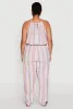 Plus Size Striped Wood Beaded Trim Jumpsuit sold by Rainbow