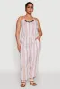 Plus Size Striped Wood Beaded Trim Jumpsuit sold by Rainbow