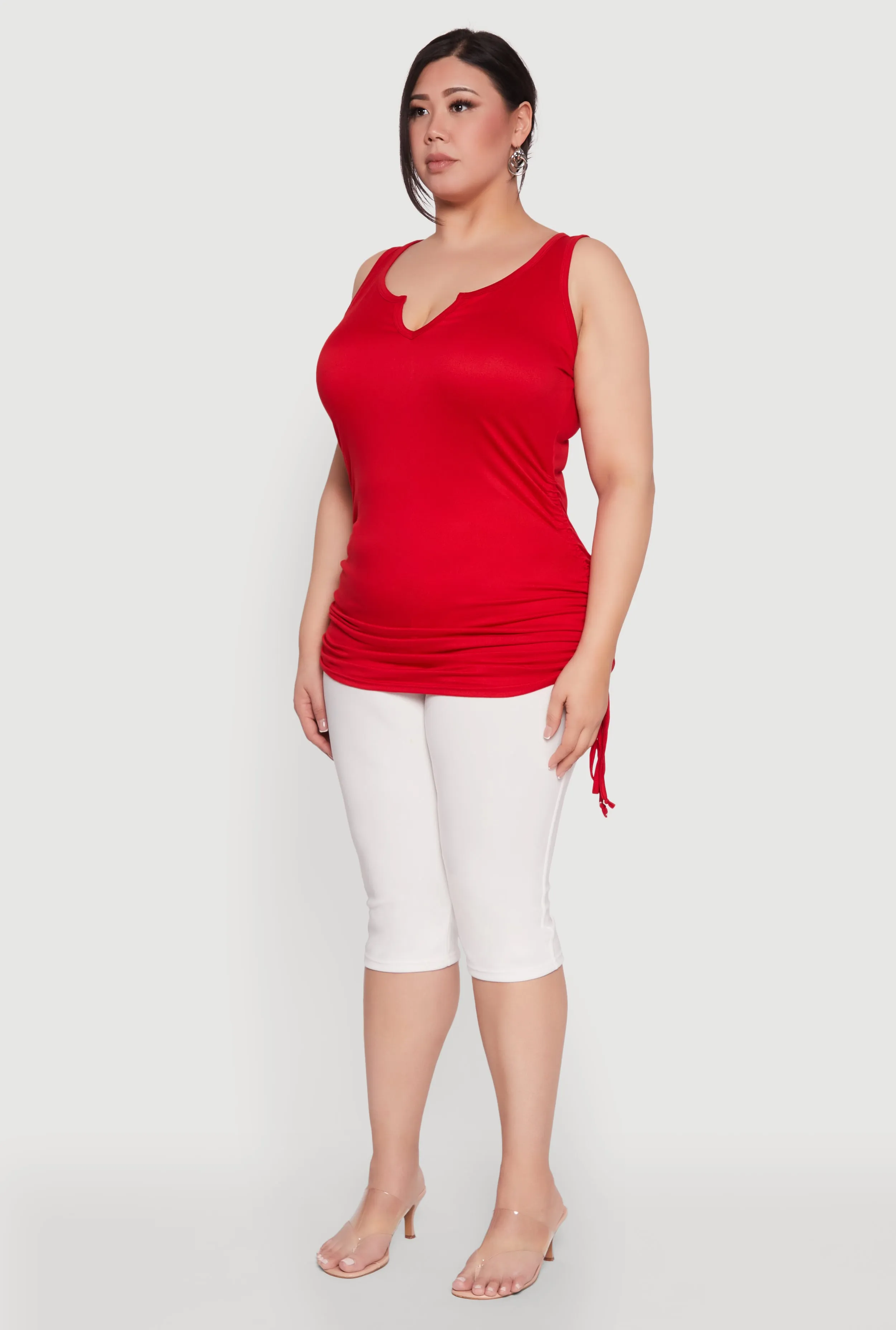 Plus Size Ruched Notch Neck Tank Top sold by Rainbow product image thumbnail 5