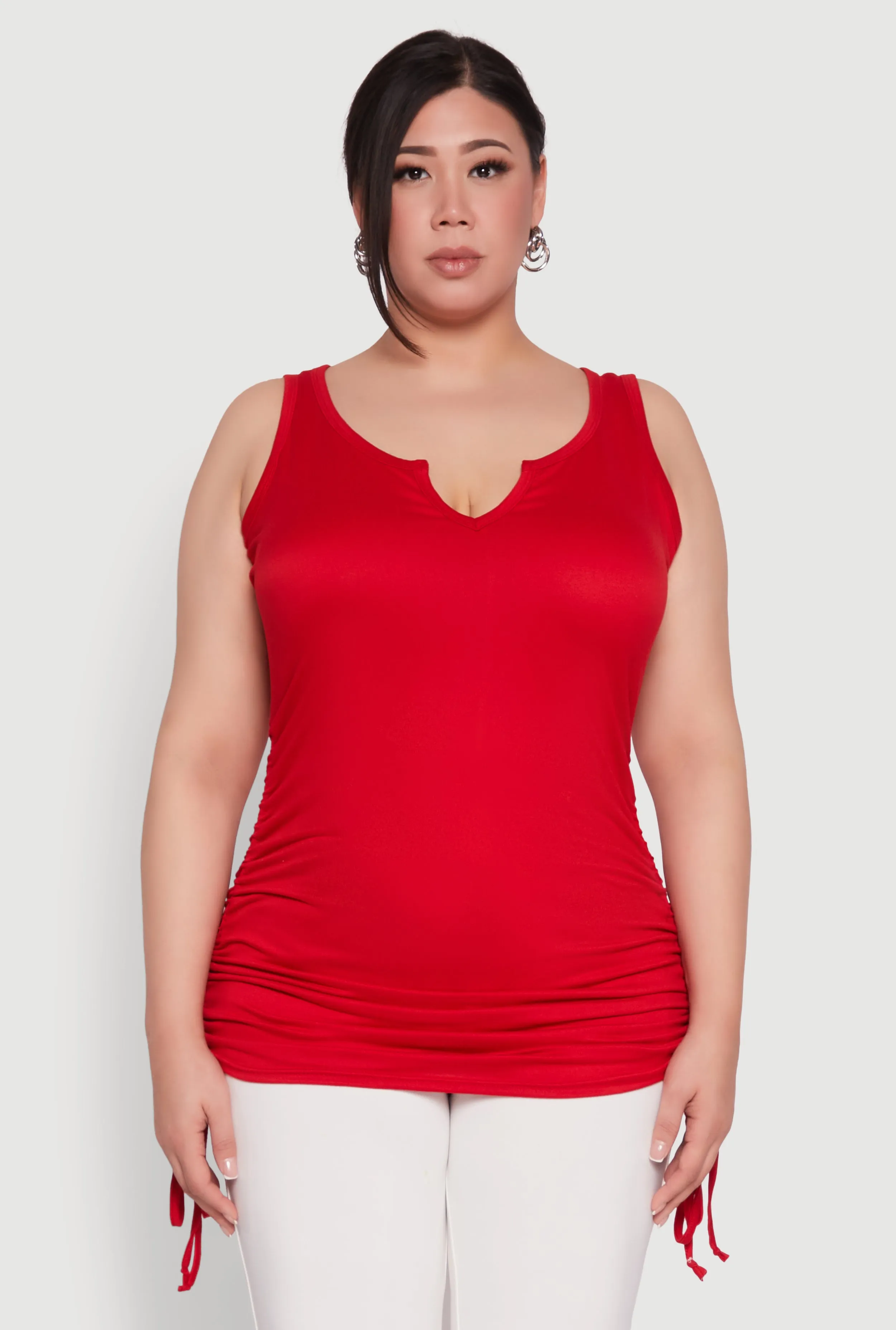 Plus Size Ruched Notch Neck Tank Top sold by Rainbow product image thumbnail 2