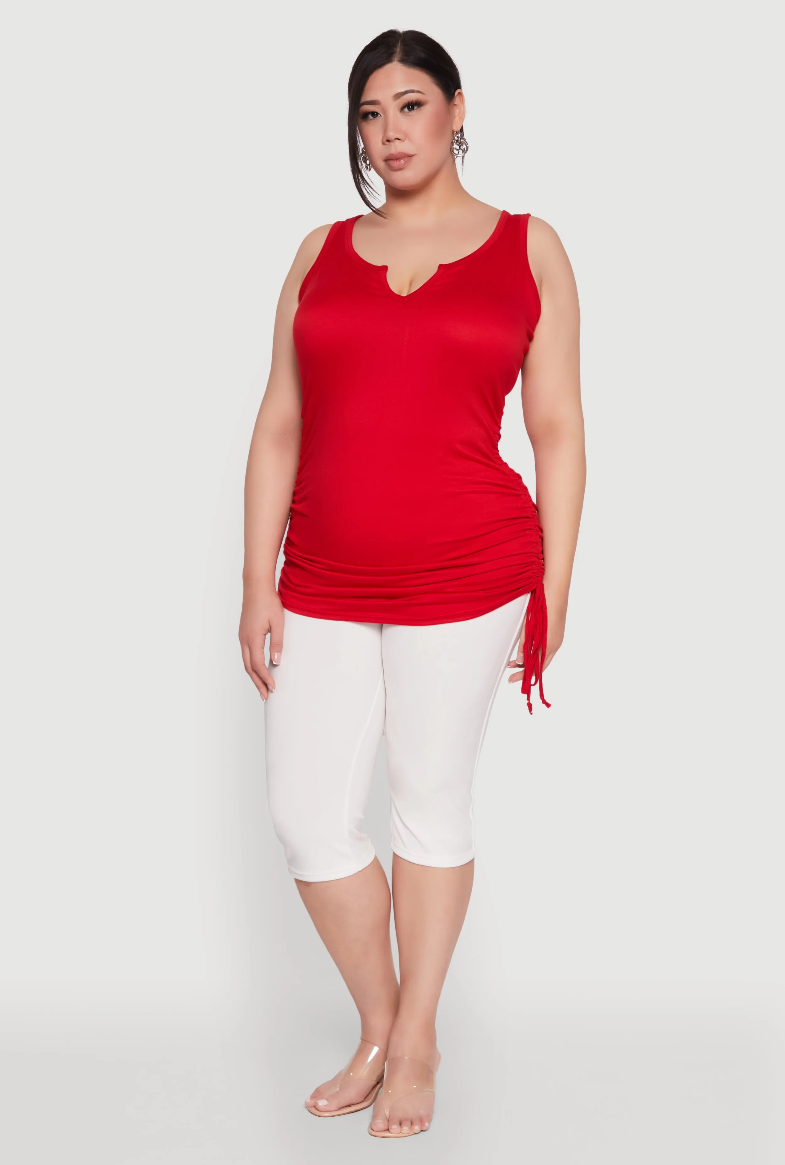 Plus Size Ruched Notch Neck Tank Top sold by Rainbow product image thumbnail 3