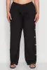 Plus Size Side Button Detail Linen Pants sold by Rainbow
