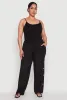 Plus Size Side Button Detail Linen Pants sold by Rainbow
