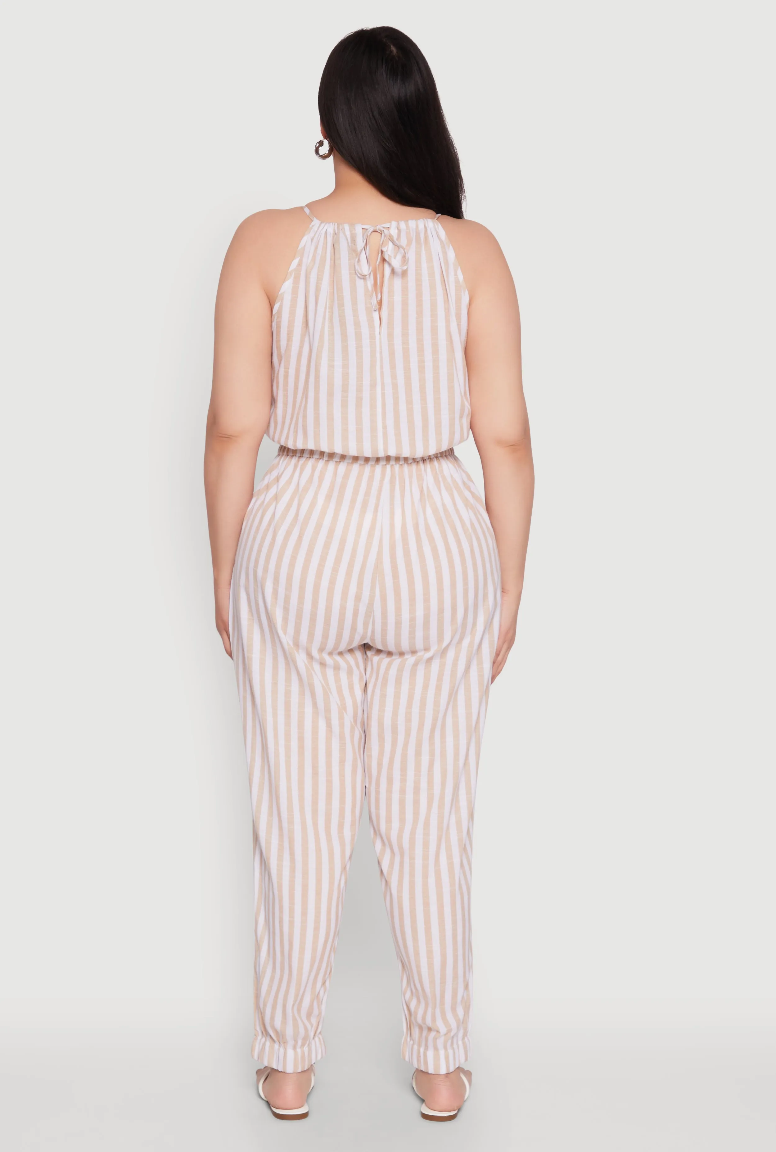 Plus Size Wooden Beaded Detail Striped Jumpsuit sold by Rainbow product image thumbnail 5