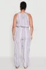 Plus Size Striped Wood Beaded Trim Jumpsuit sold by Rainbow