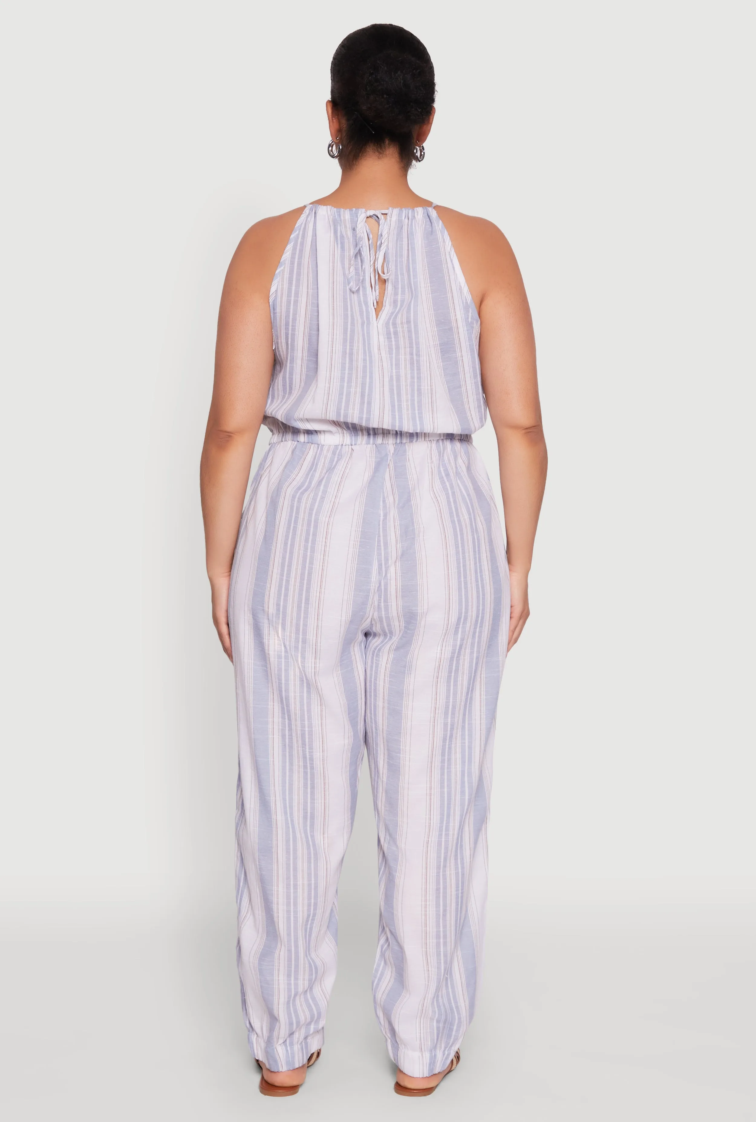 Plus Size Striped Wood Beaded Trim Jumpsuit sold by Rainbow product image thumbnail 5