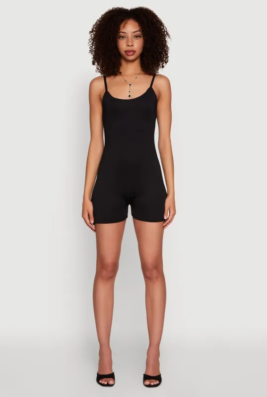 Thin Strap Scoop Neck Romper sold by Rainbow