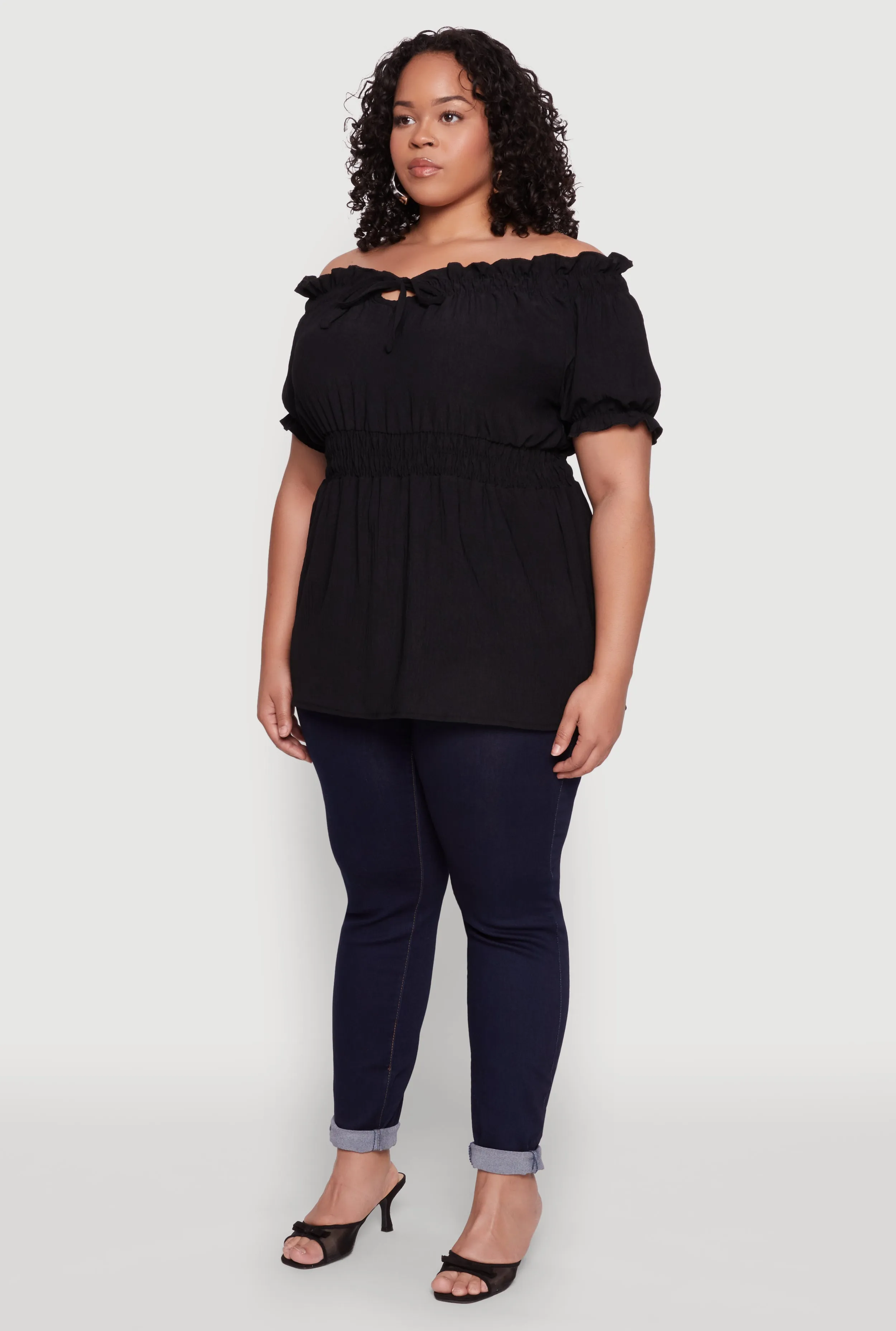 Plus Size Off the Shoulder Peplum Top sold by Rainbow product image thumbnail 5
