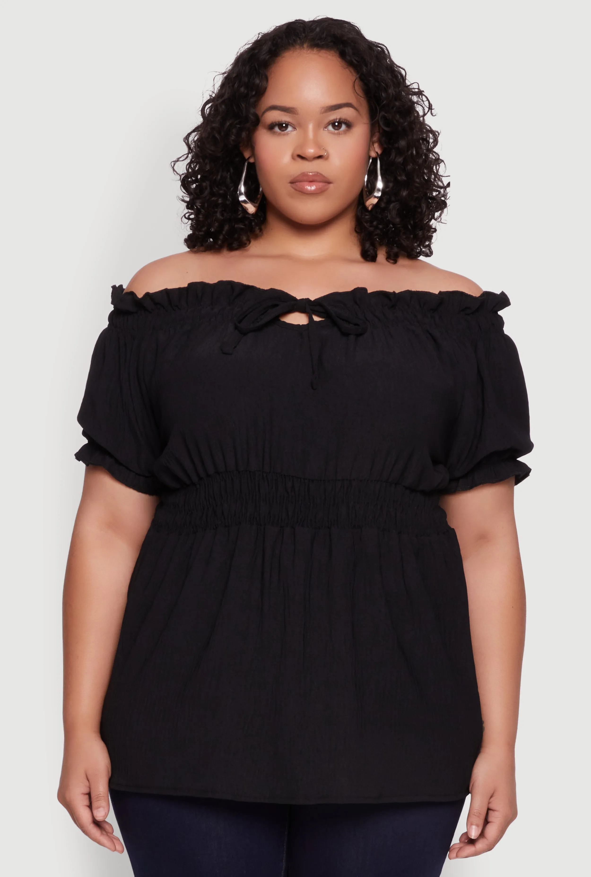 Plus Size Off the Shoulder Peplum Top sold by Rainbow product image thumbnail 2