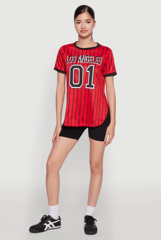 Los Angeles 01 Pinstripe Baseball Jersey sold by Rainbow