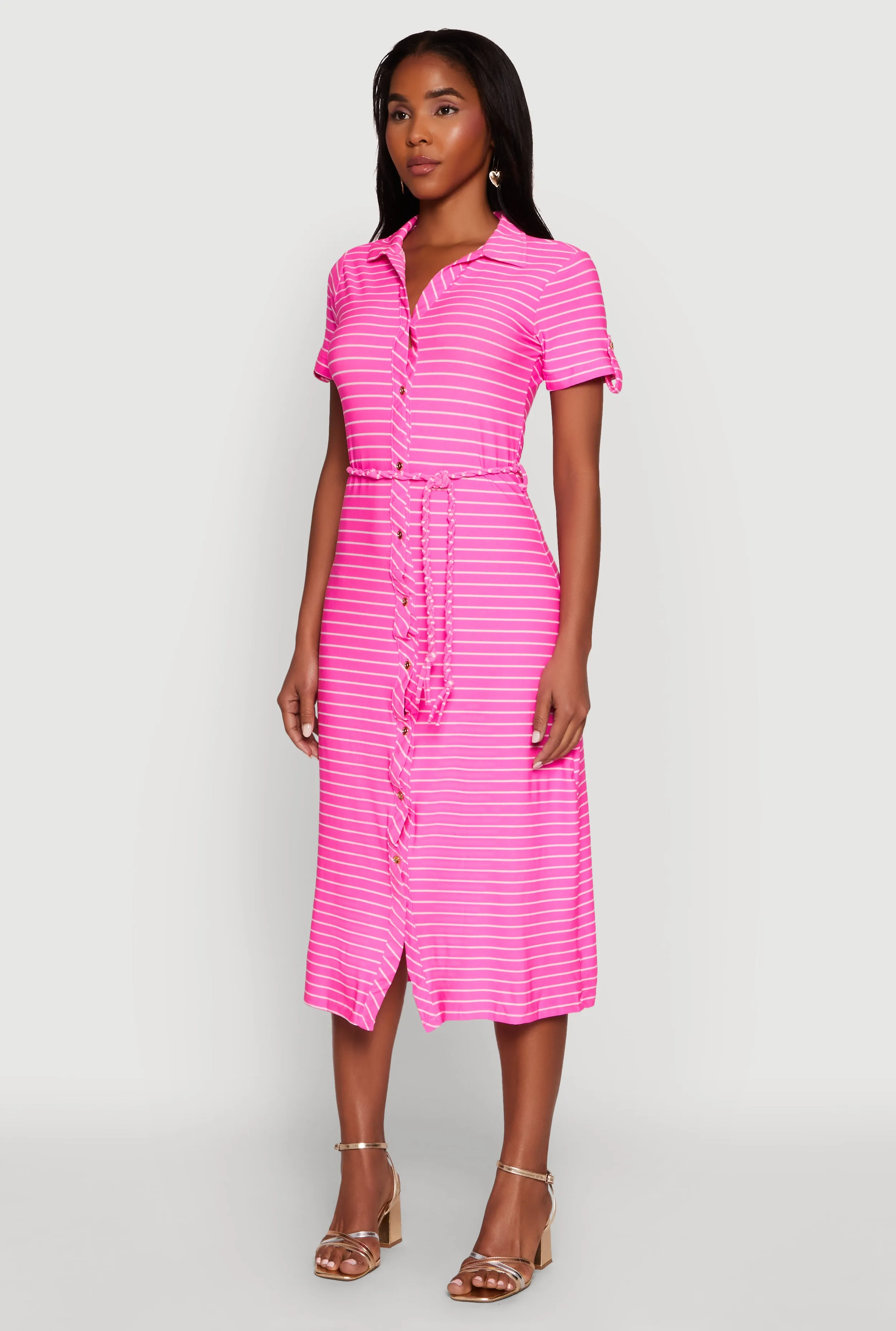 Crepe Knit Striped Shirt Dress sold by Rainbow product image thumbnail 3