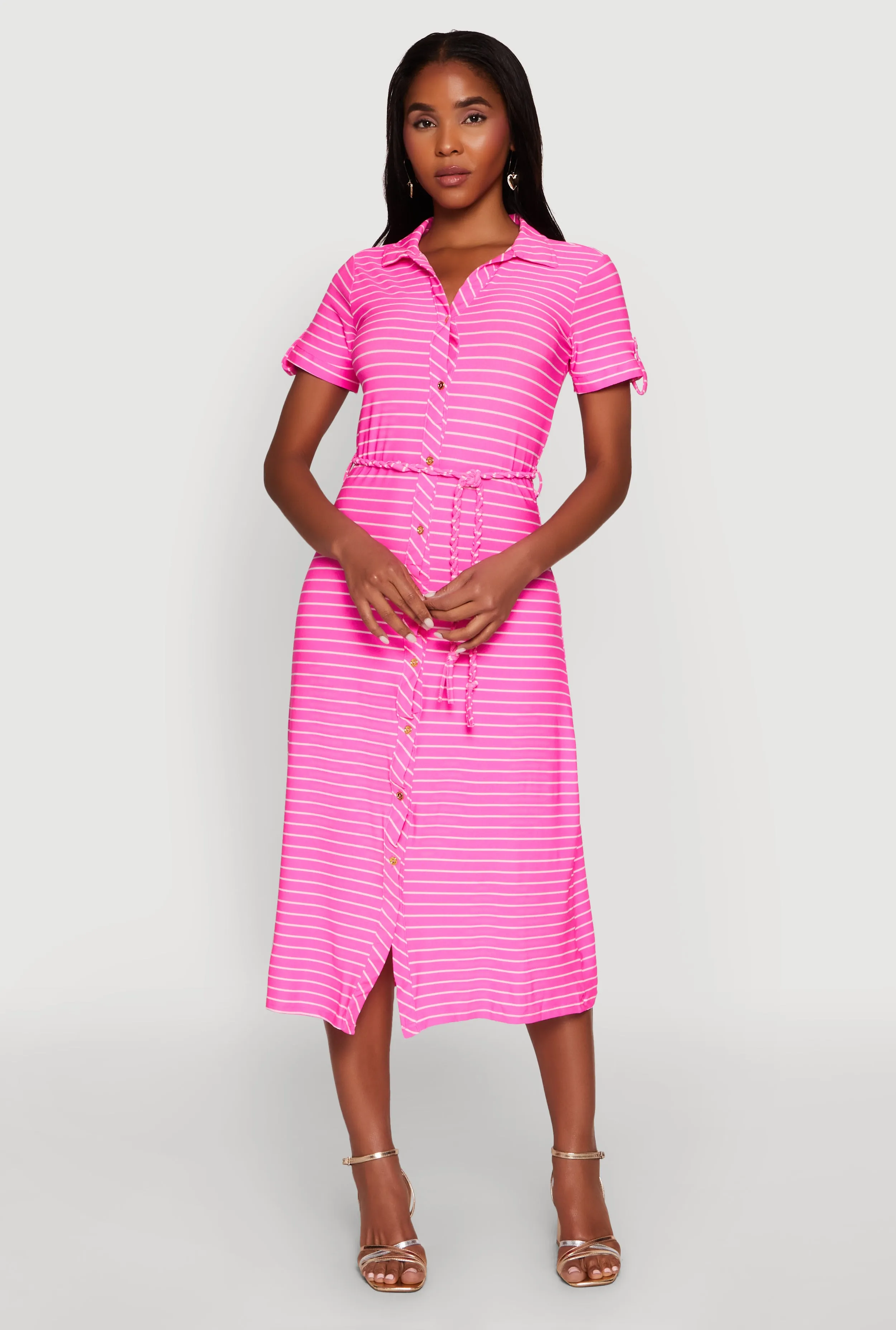 Crepe Knit Striped Shirt Dress sold by Rainbow product image thumbnail 2