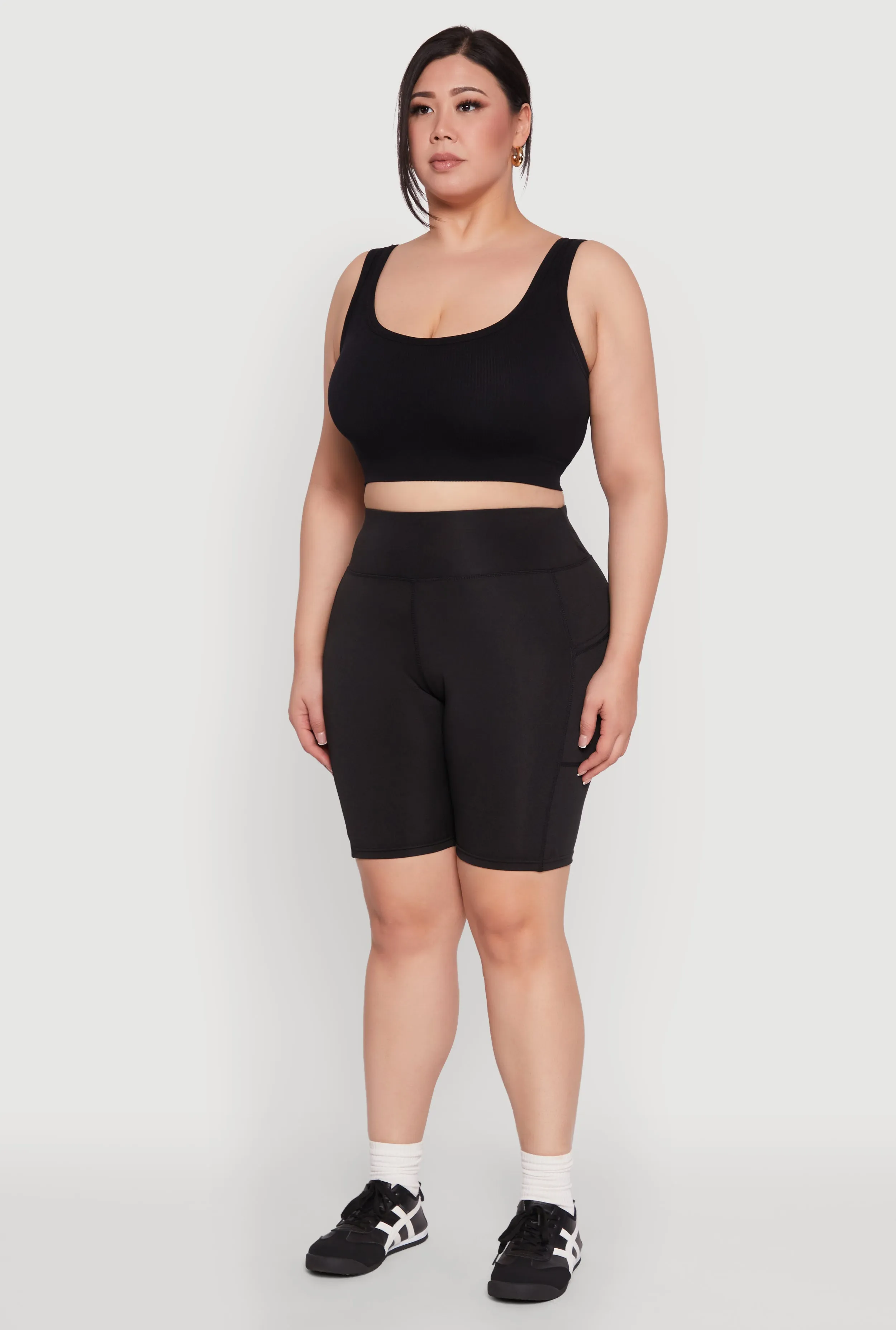 Plus Size Cell Phone Pocket High Waist Biker Shorts sold by Rainbow product image thumbnail 3