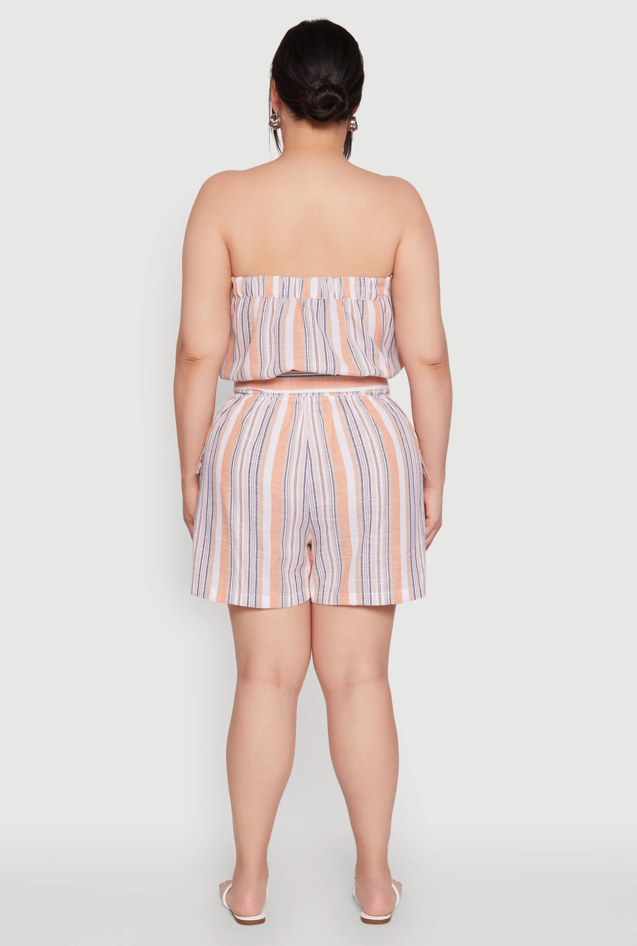 Plus Size Striped Tie Waist Belted Cargo Romper sold by Rainbow product image thumbnail 5