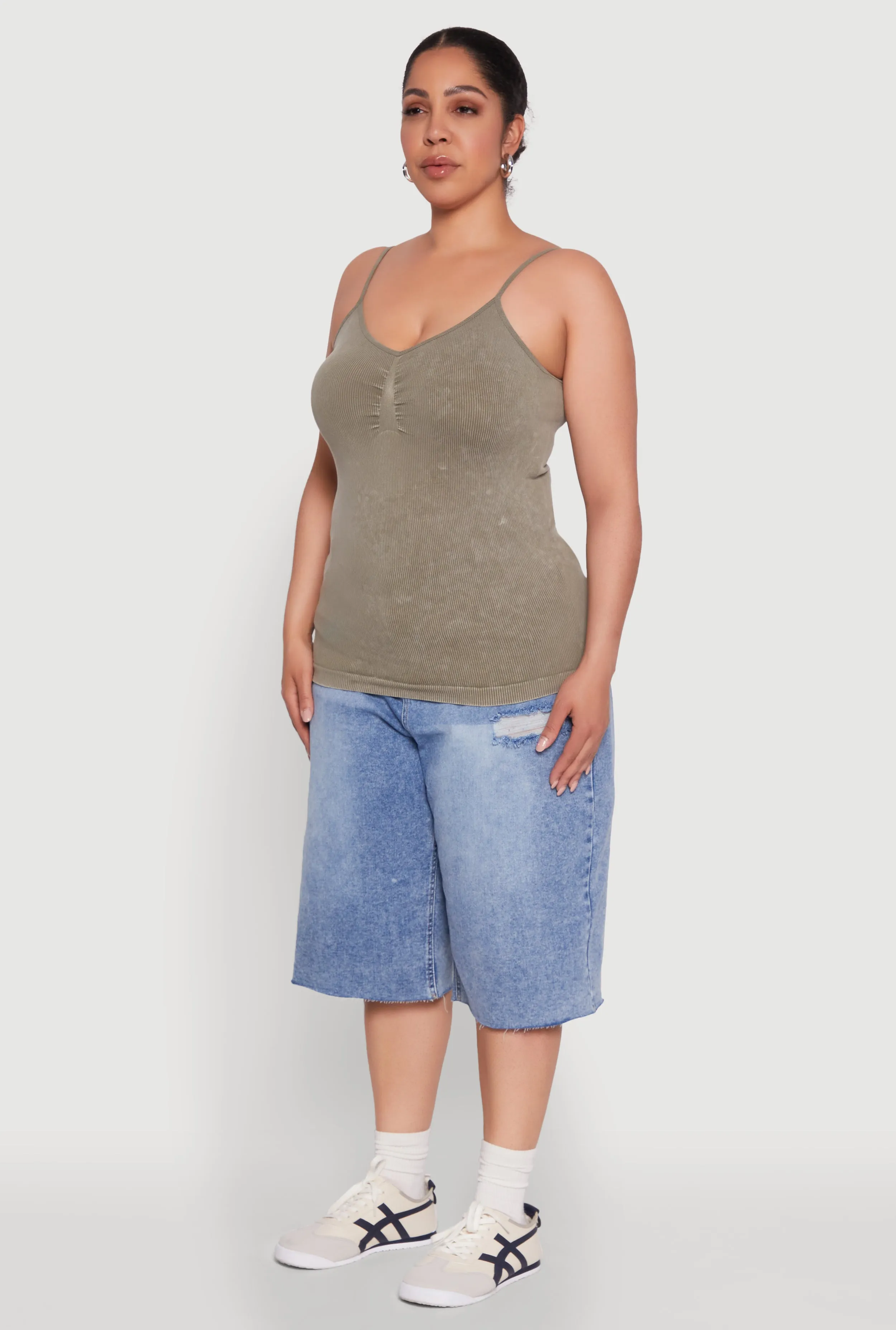 Plus Size Ribbed Knit Seamless Mineral Wash Cami sold by Rainbow product image thumbnail 5